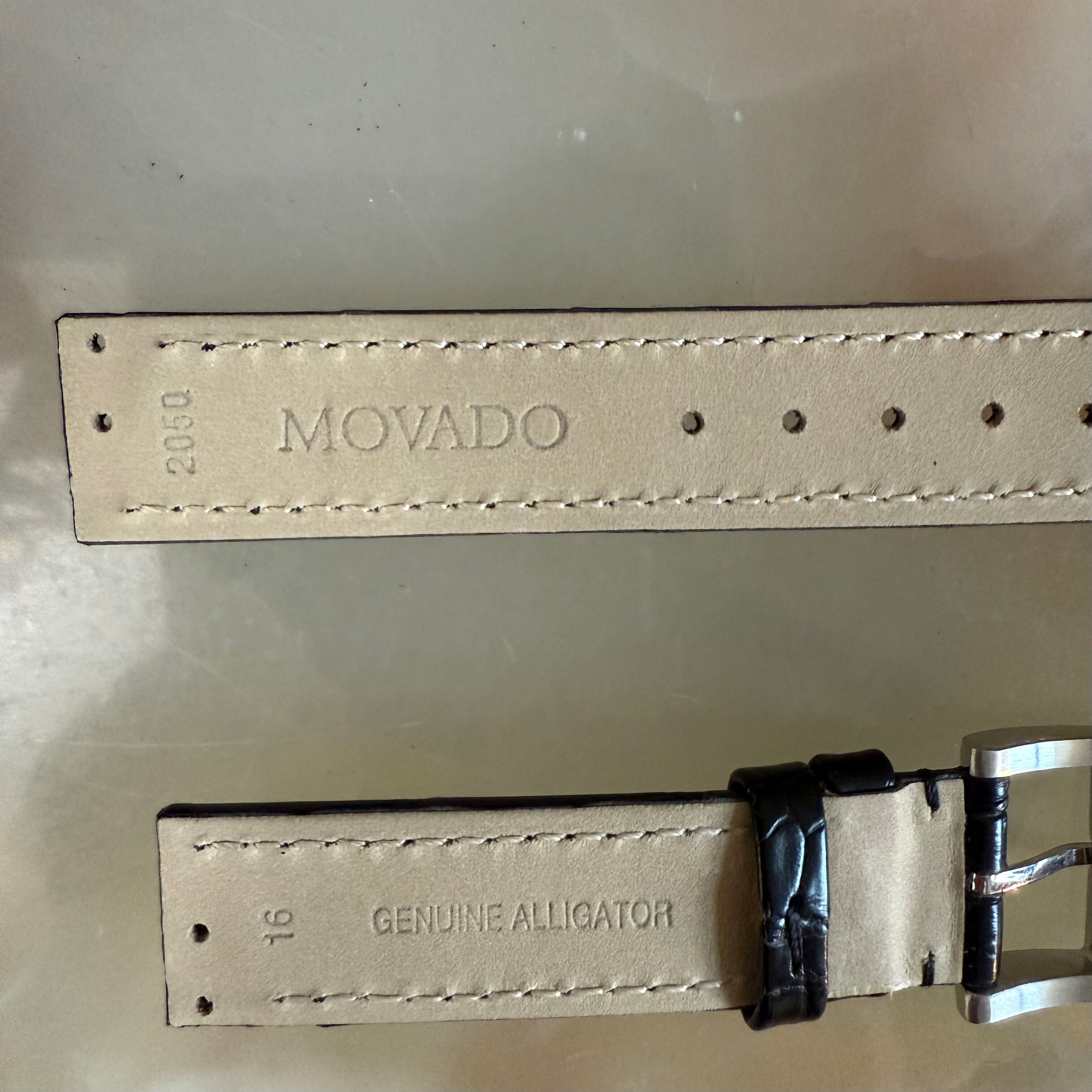 Authentic Movado Black Alligator Watch Strap Band 16mm with Buckle 2050