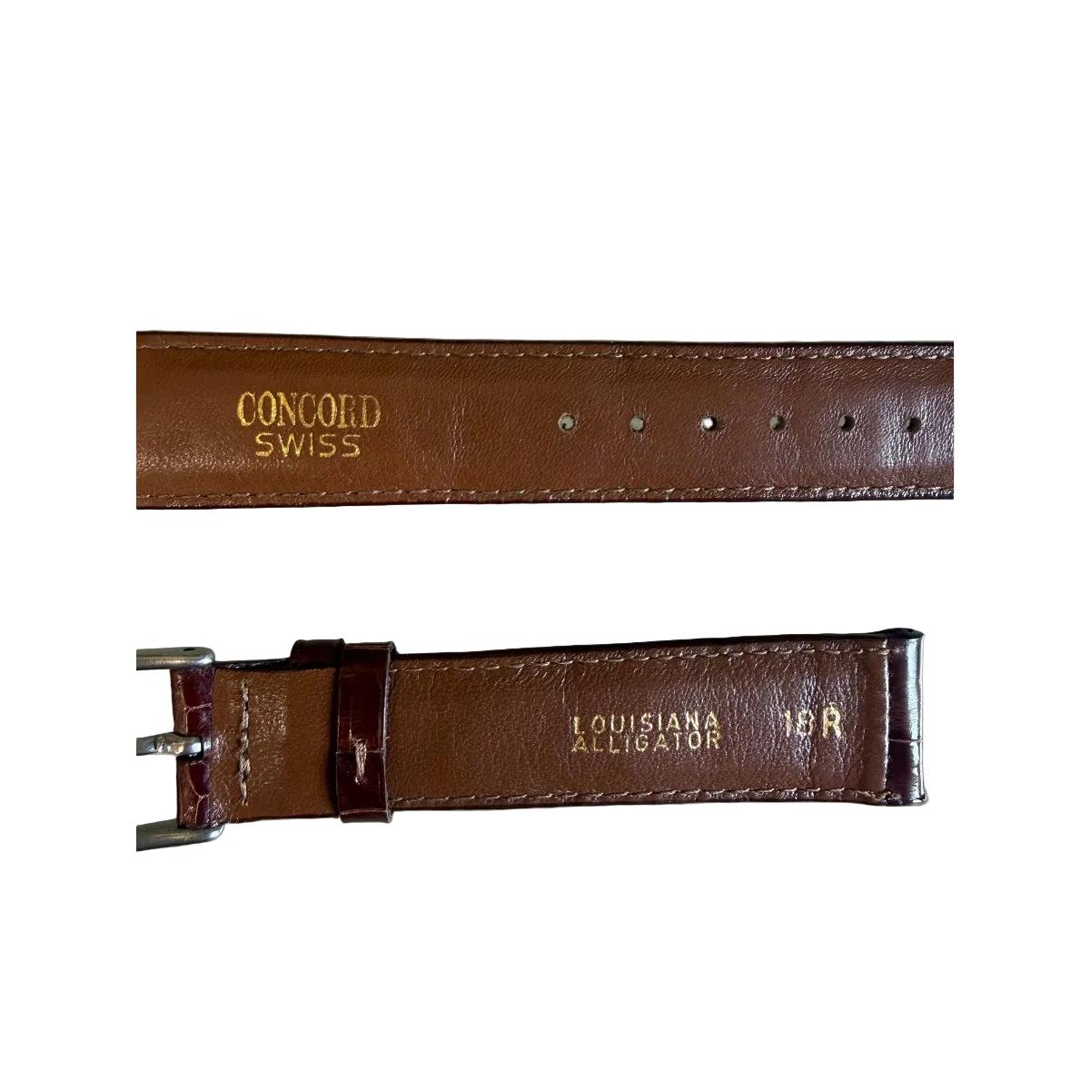 Authentic Concord Brown Alligator Watch Strap Band 18mm w Buckle