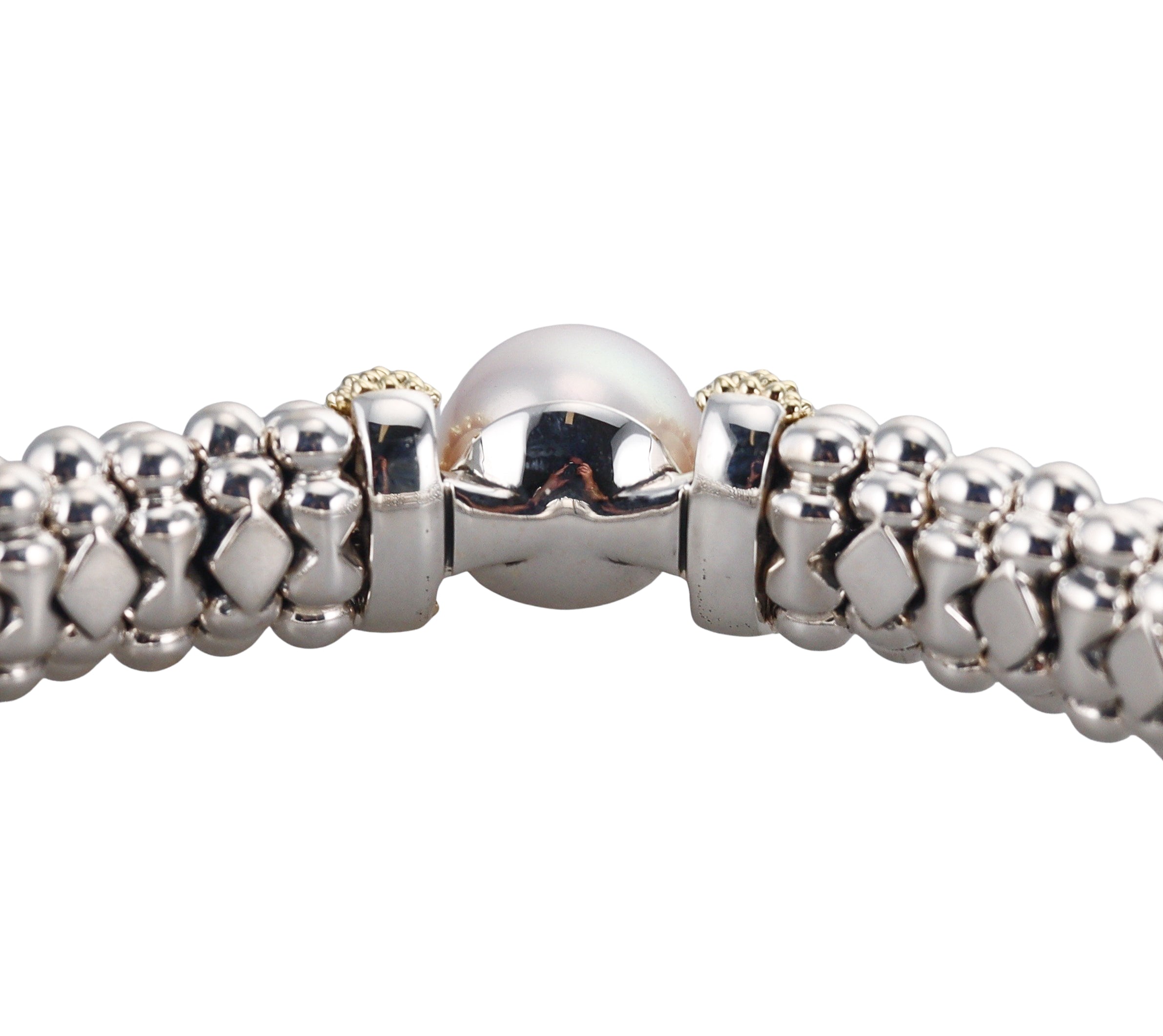 Lagos Caviar Luna Silver 18k Gold Pearl Bracelet