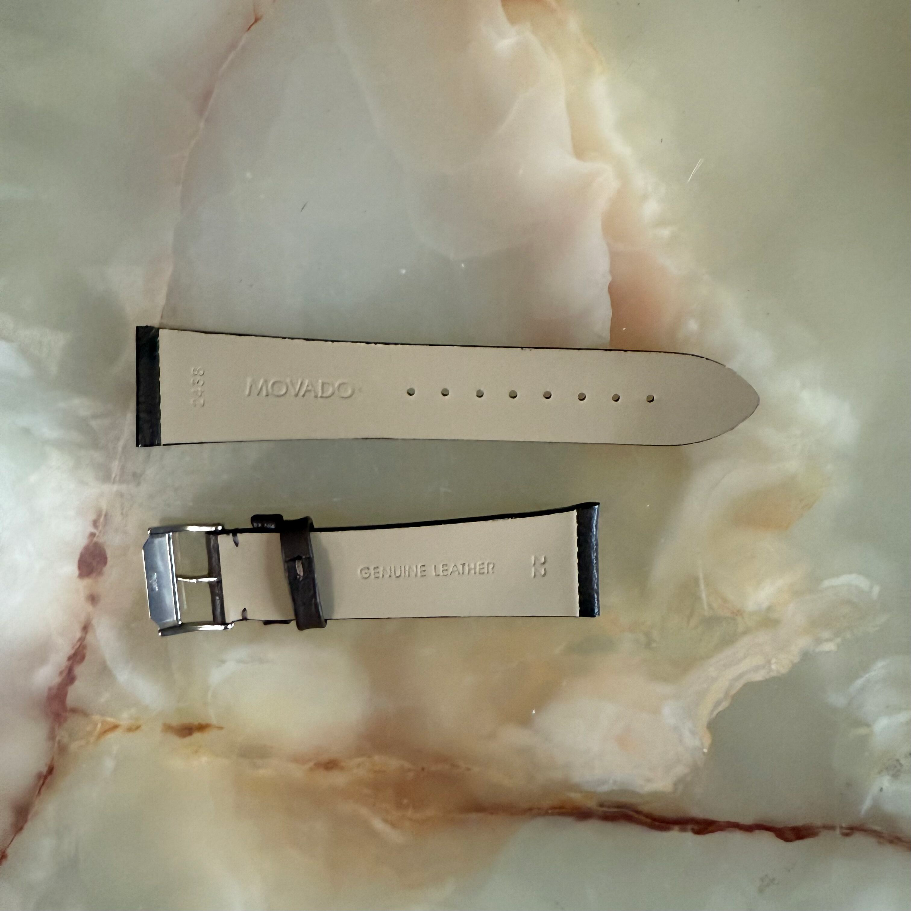 Authentic Movado Brown Genuine Leather Watch Strap Band 22mm with Buckle 2438