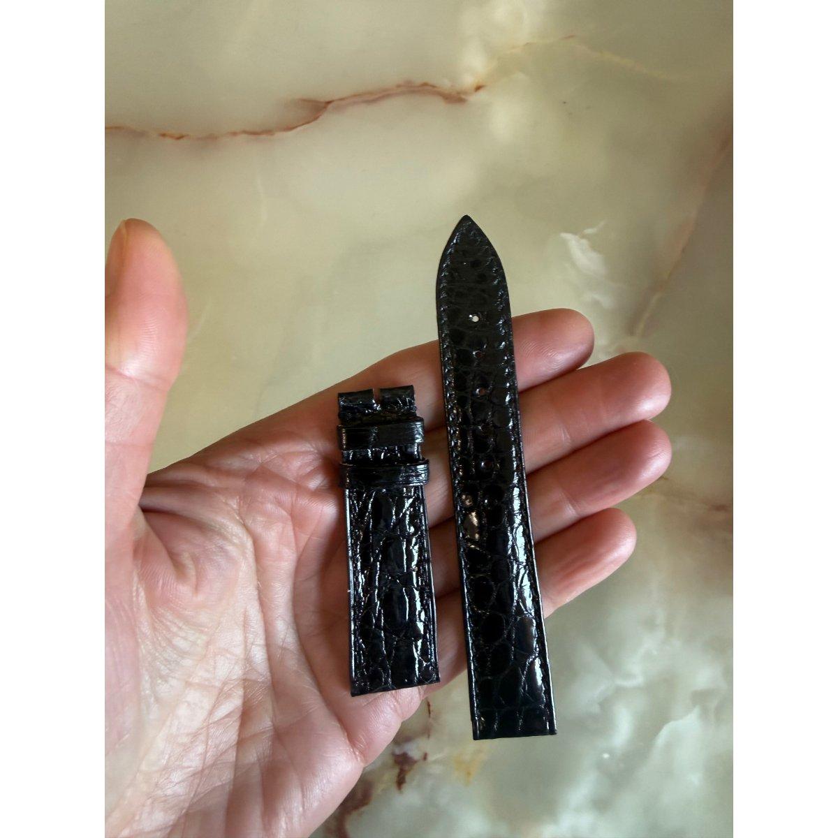 Authentic Breguet Reine De Naples Black Alligator Watch Band Strap 19mm