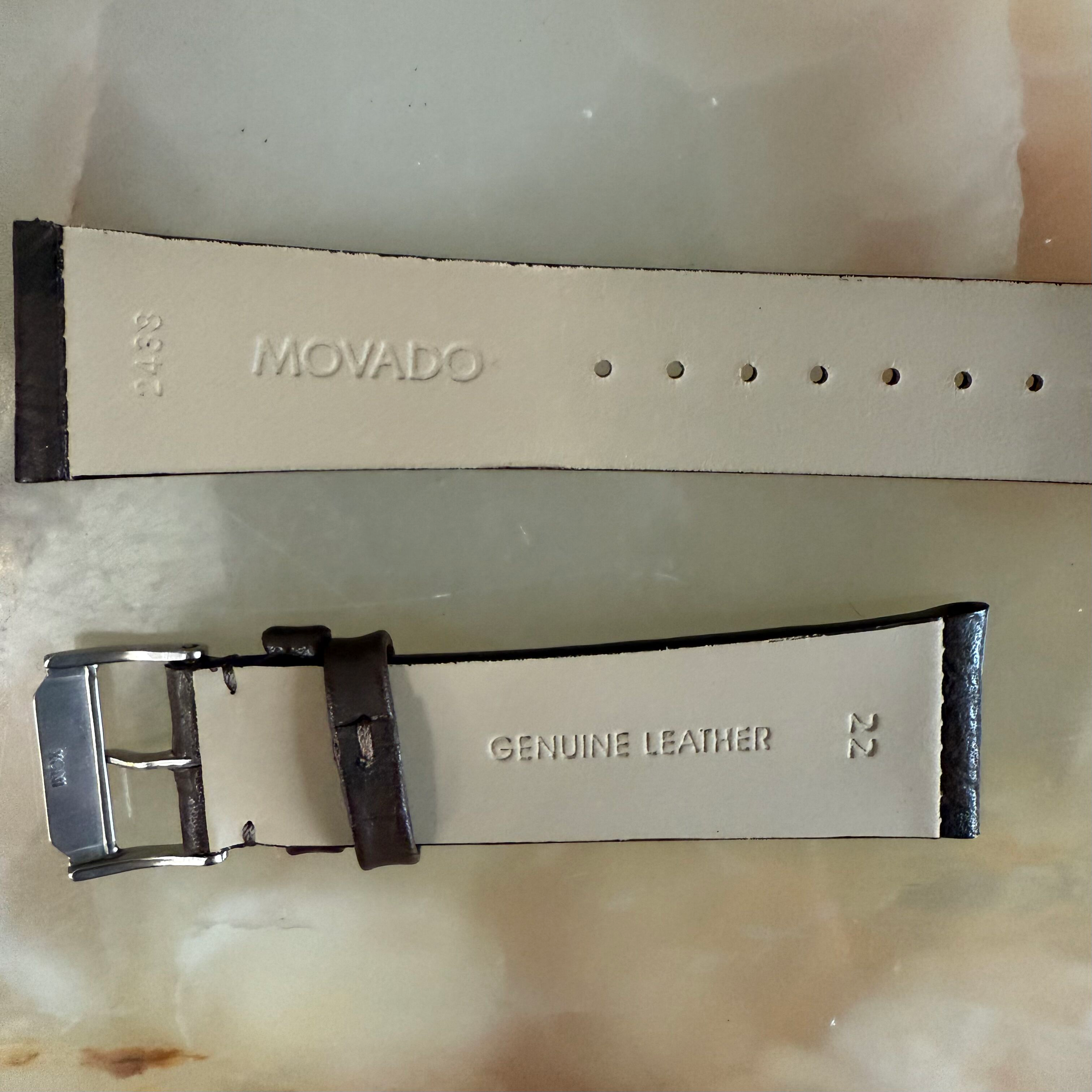 Authentic Movado Brown Genuine Leather Watch Strap Band 22mm with Buckle 2438