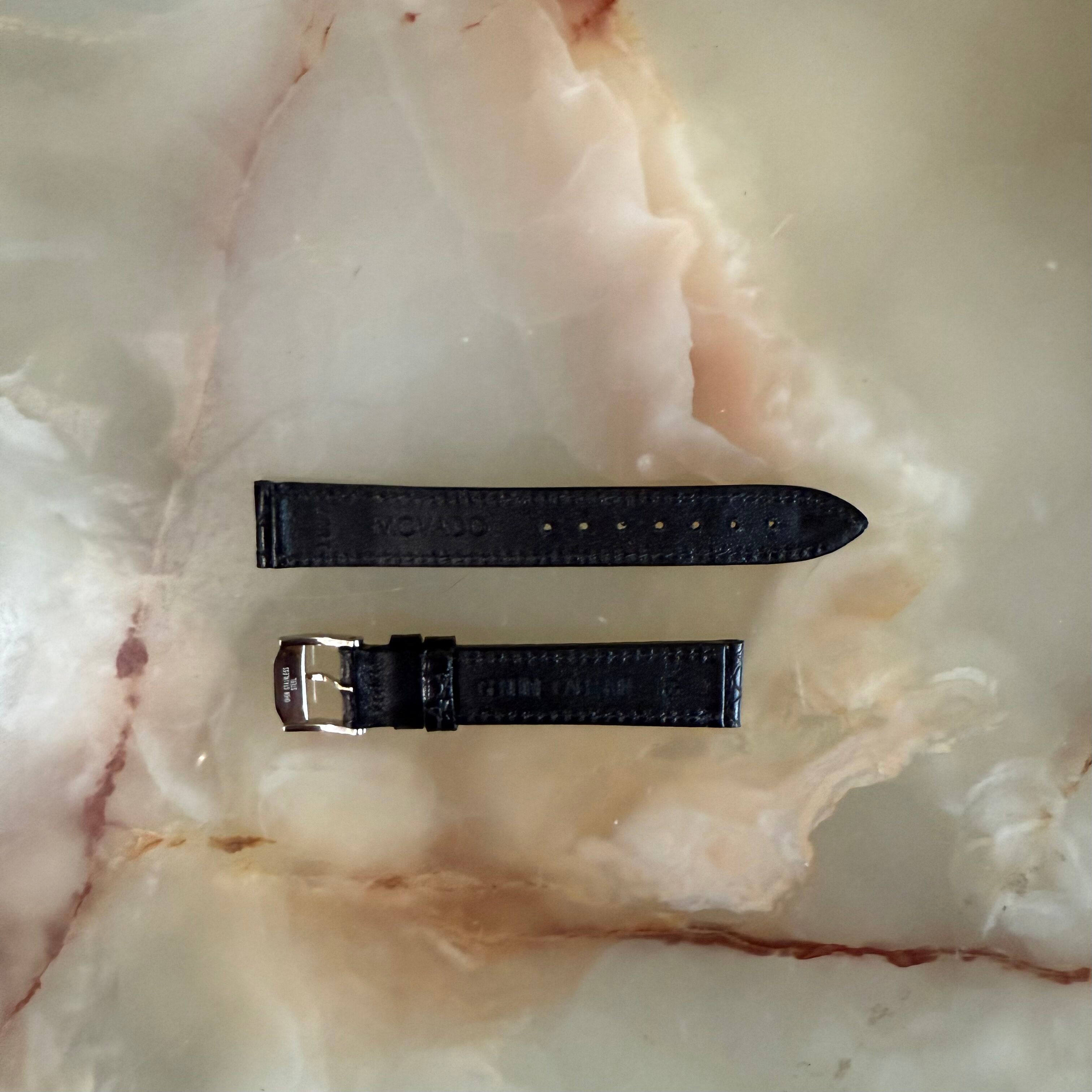 Authentic Movado Black Genuine Leather Watch Strap Band 15mm with Buckle 1857