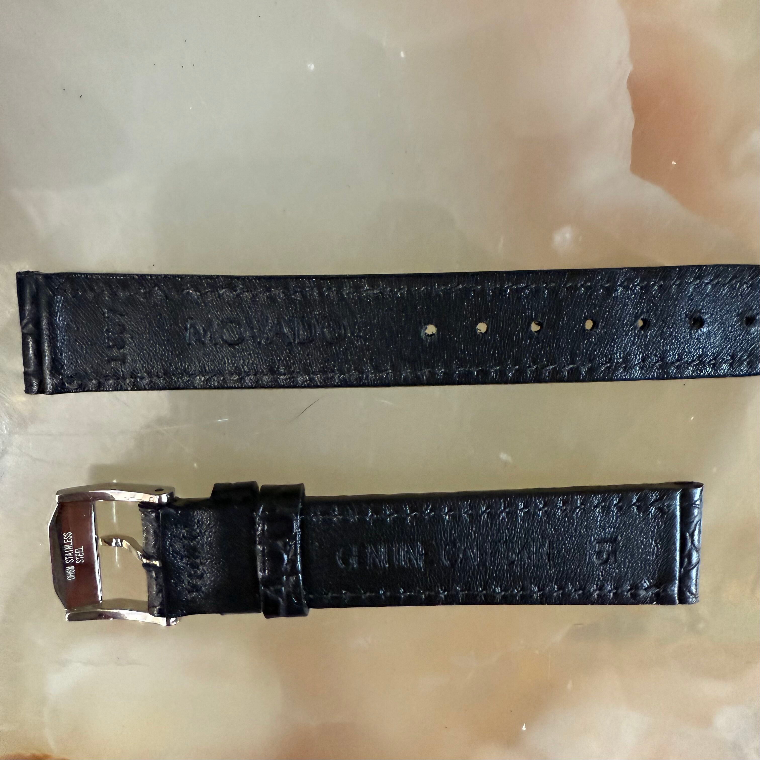 Authentic Movado Black Genuine Leather Watch Strap Band 15mm with Buckle 1857