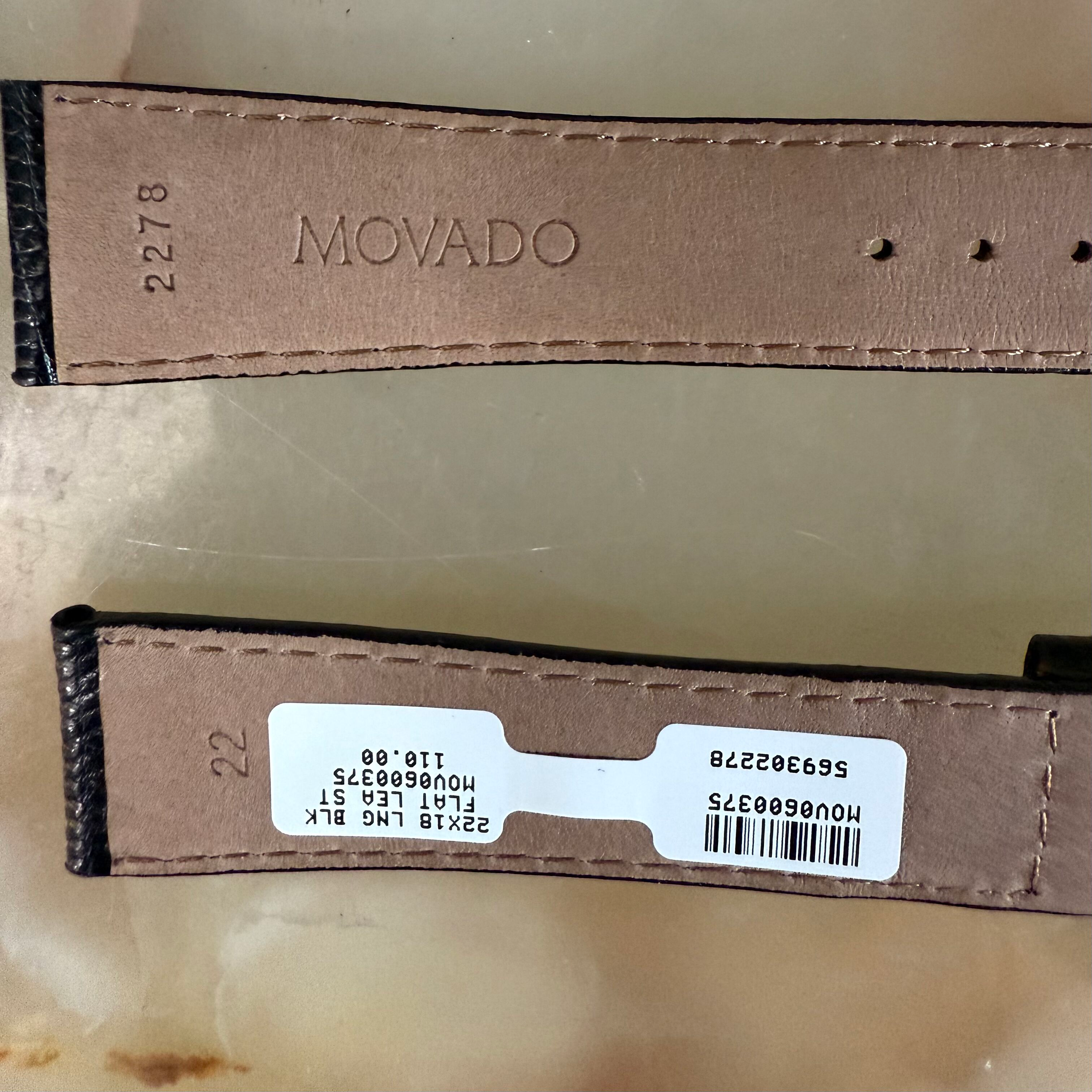 Authentic Movado Black Lizard Watch Strap Band 22mm with Buckle 2278