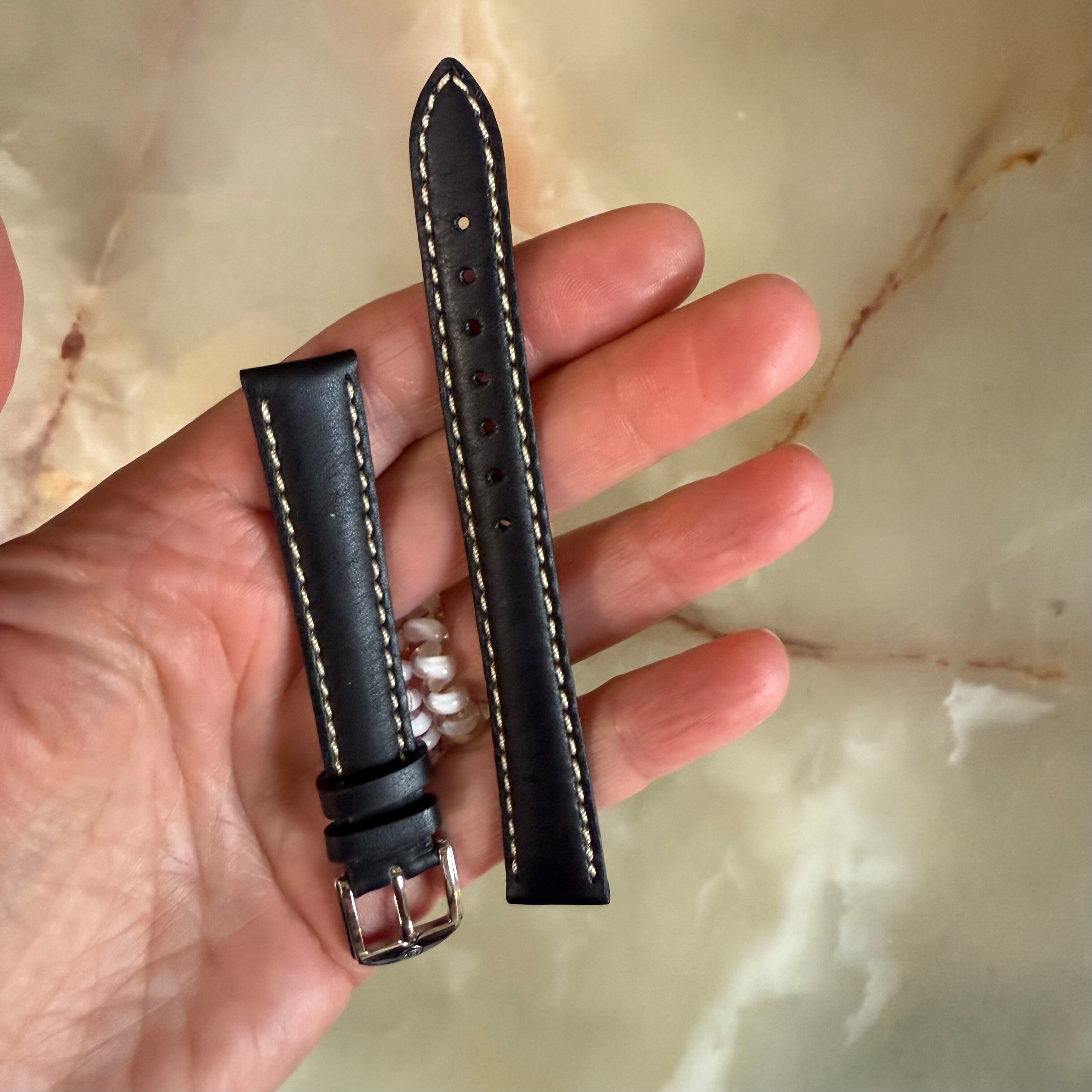Authentic Movado Black Genuine Leather Watch Strap Band 14mm with Buckle 2140