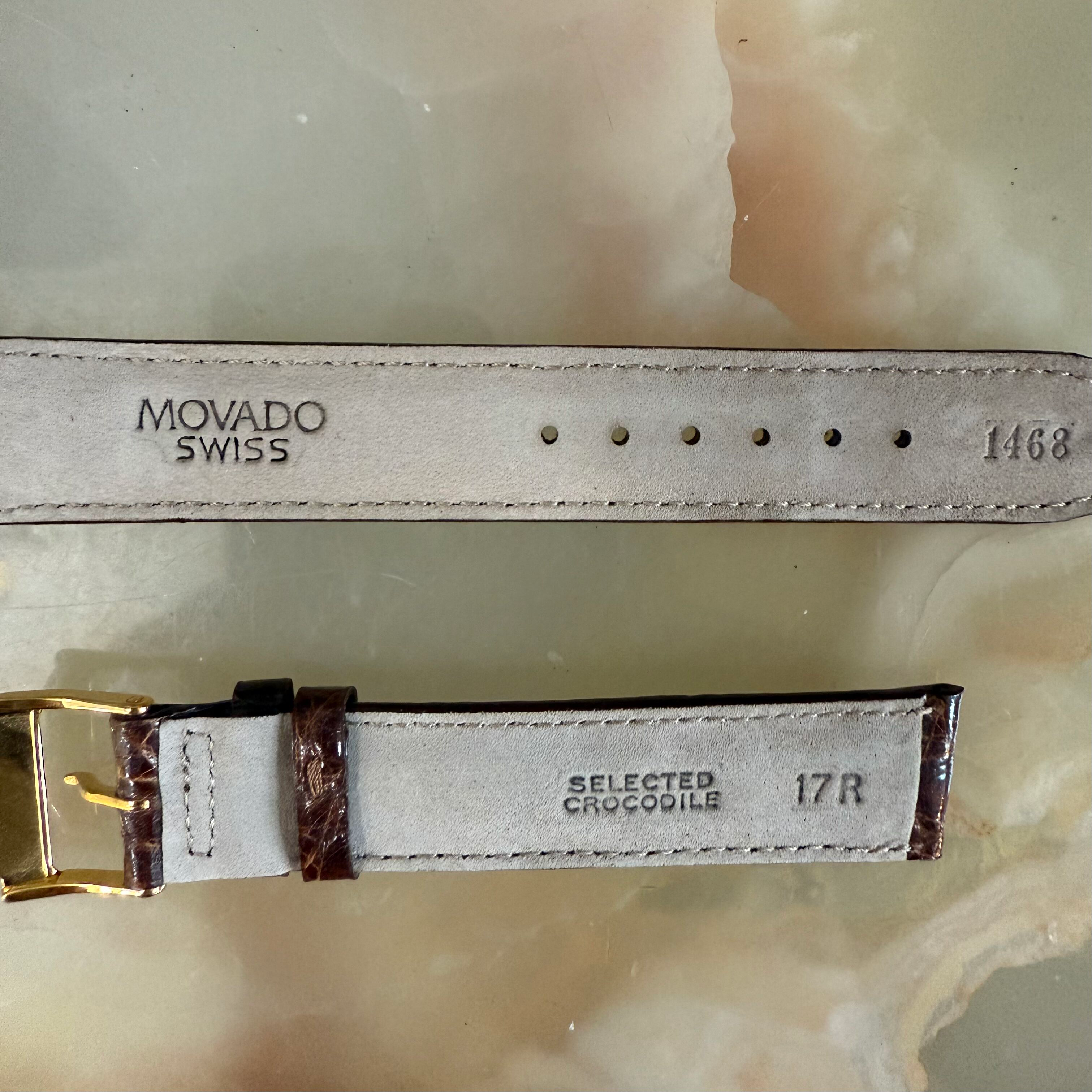 Authentic Movado Brown Crocodile Watch Strap Band 17mm with Buckle 1468