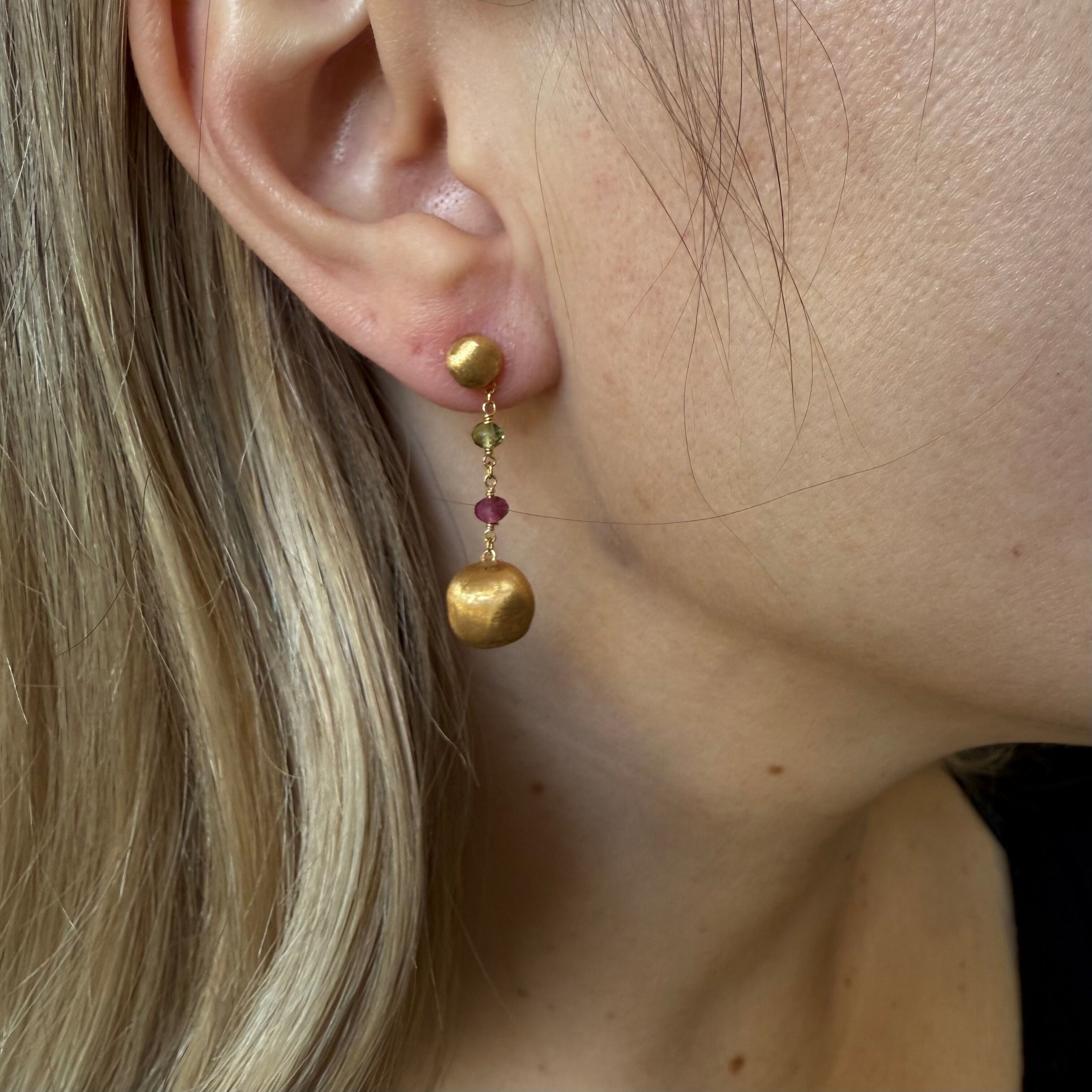 Marco Bicego Africa 18K Gold Mixed Gemstone Earrings