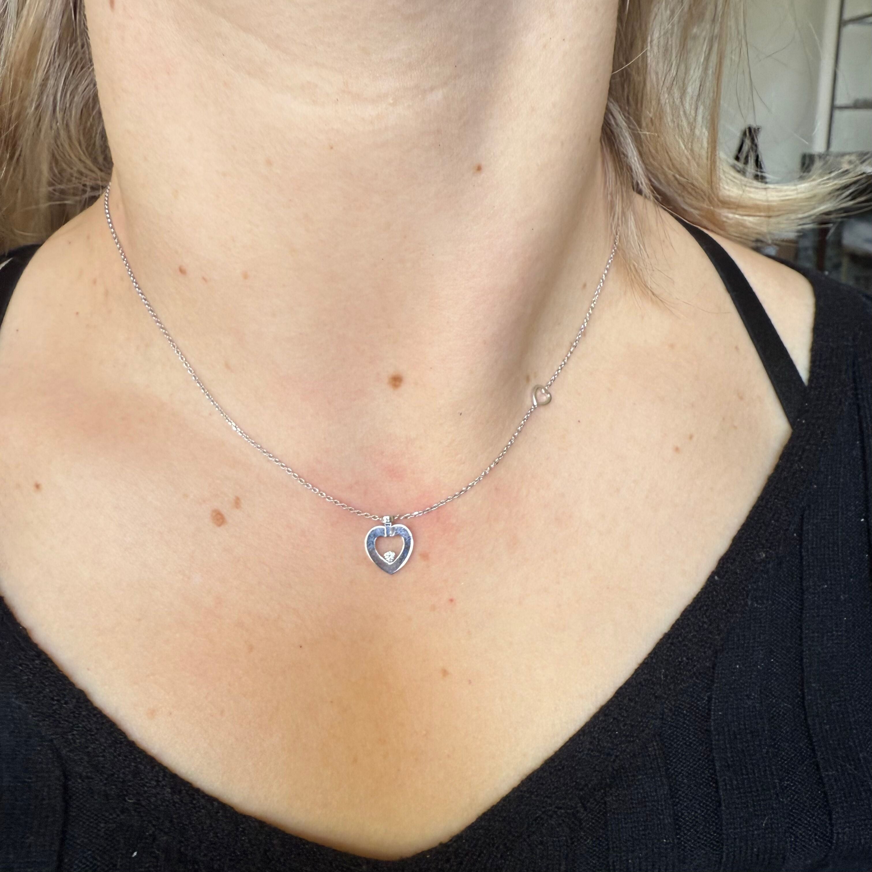 Fred Pretty Woman 18k White Gold Diamond Heart Necklace XS