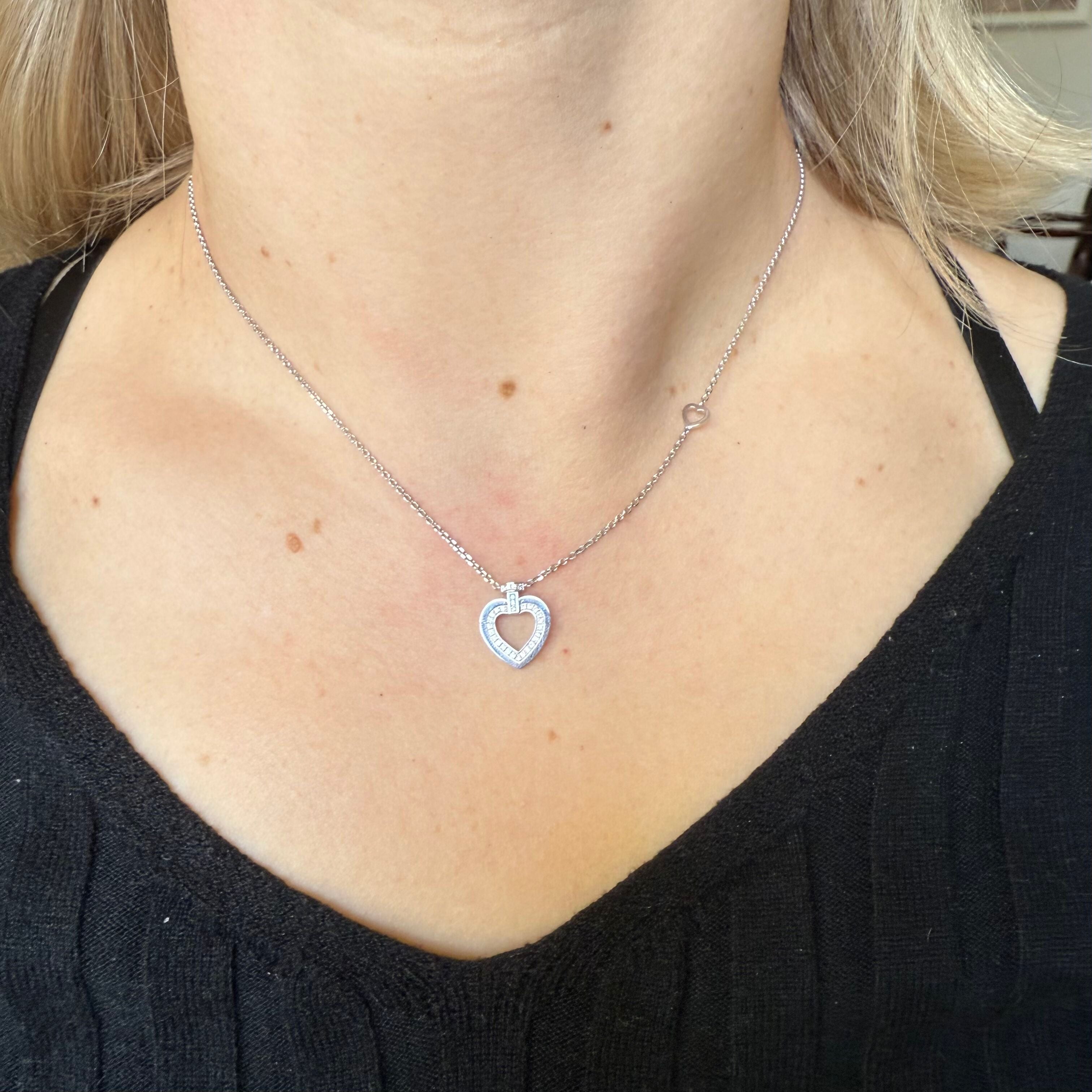 Fred Pretty Woman 18k White Gold Diamond Heart Necklace