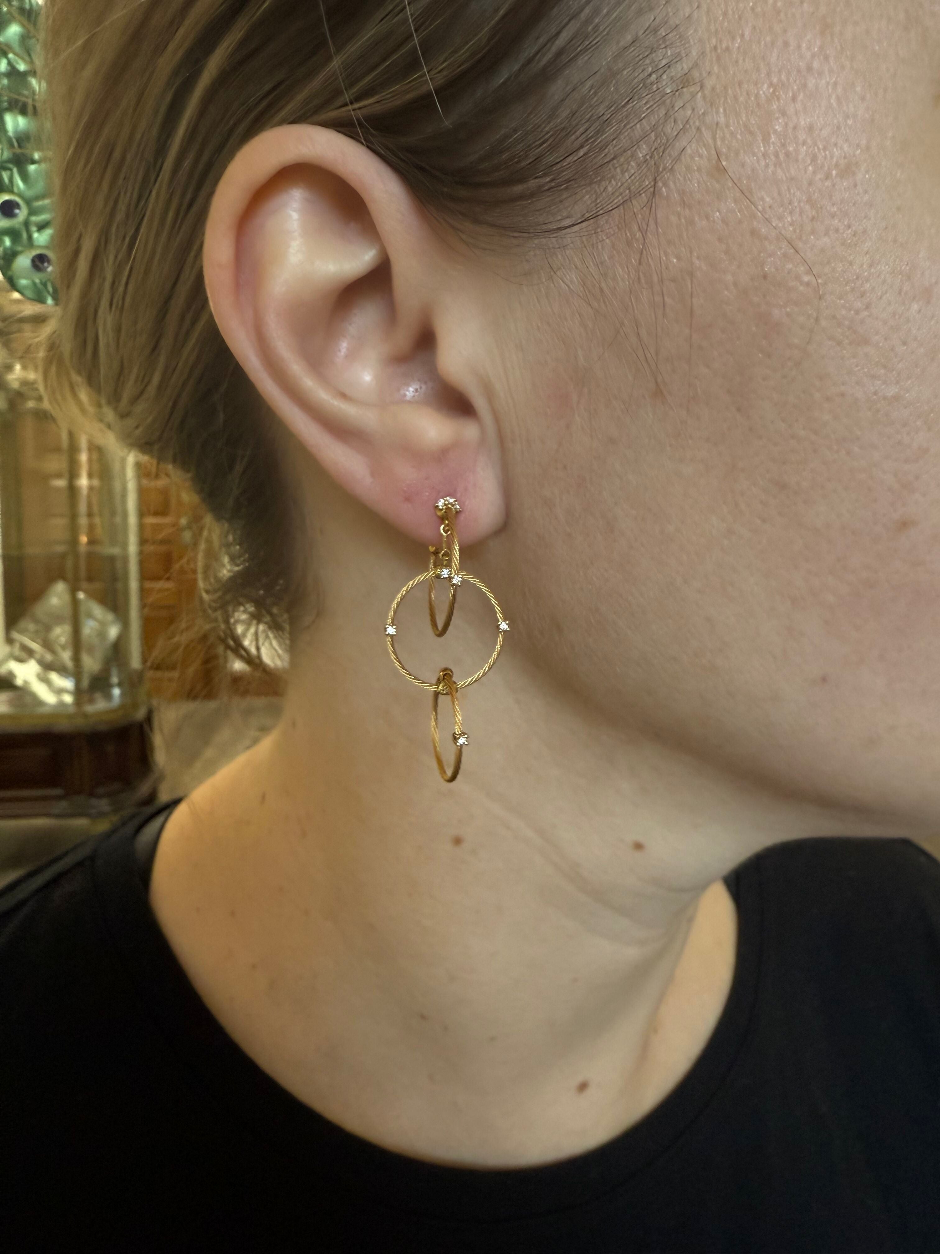 Paul Morelli Triple Unity Rain Chain 18k Diamond Earrings