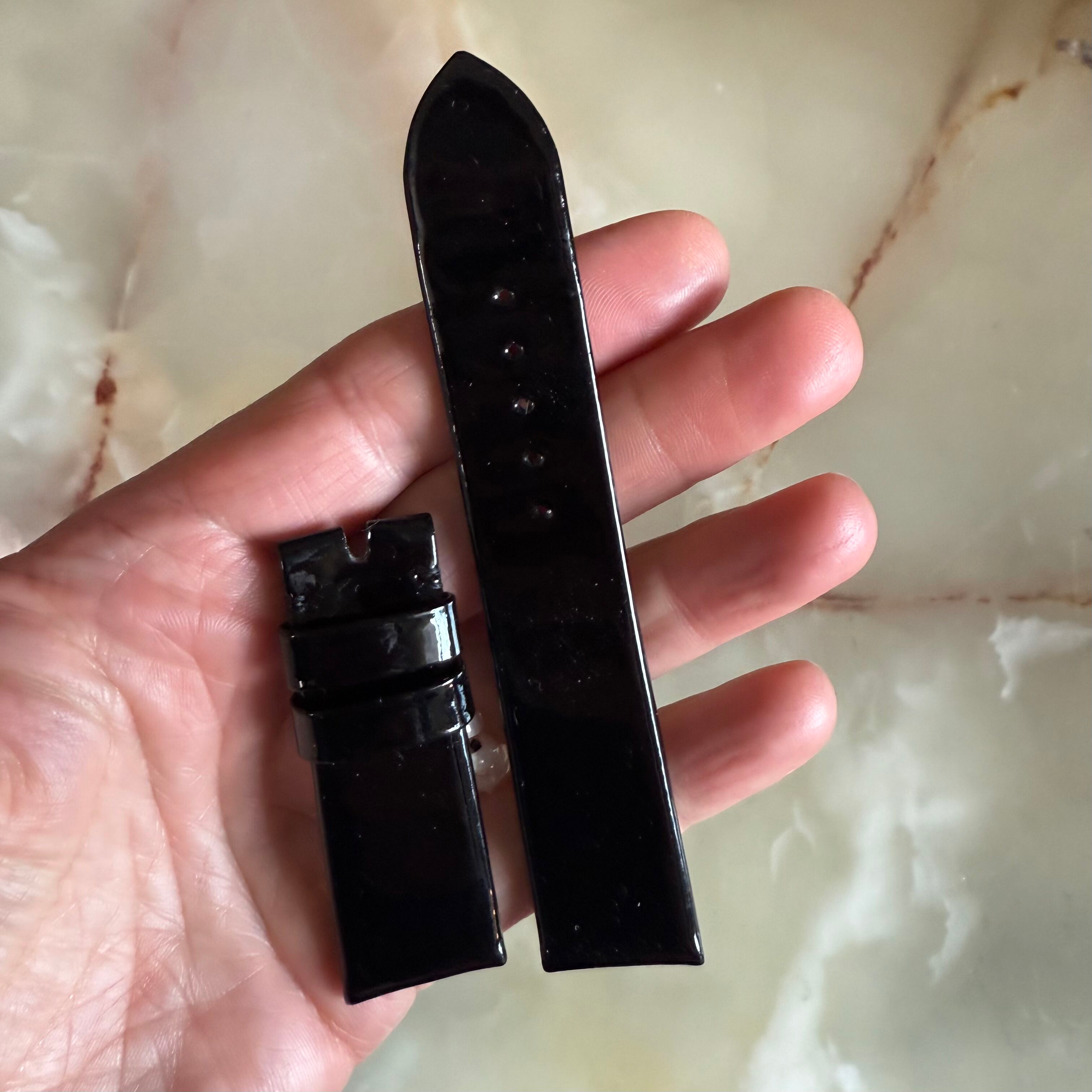 Authentic Tudor Black Patent Leather Watch Strap Band 20mm B211-620-Q1