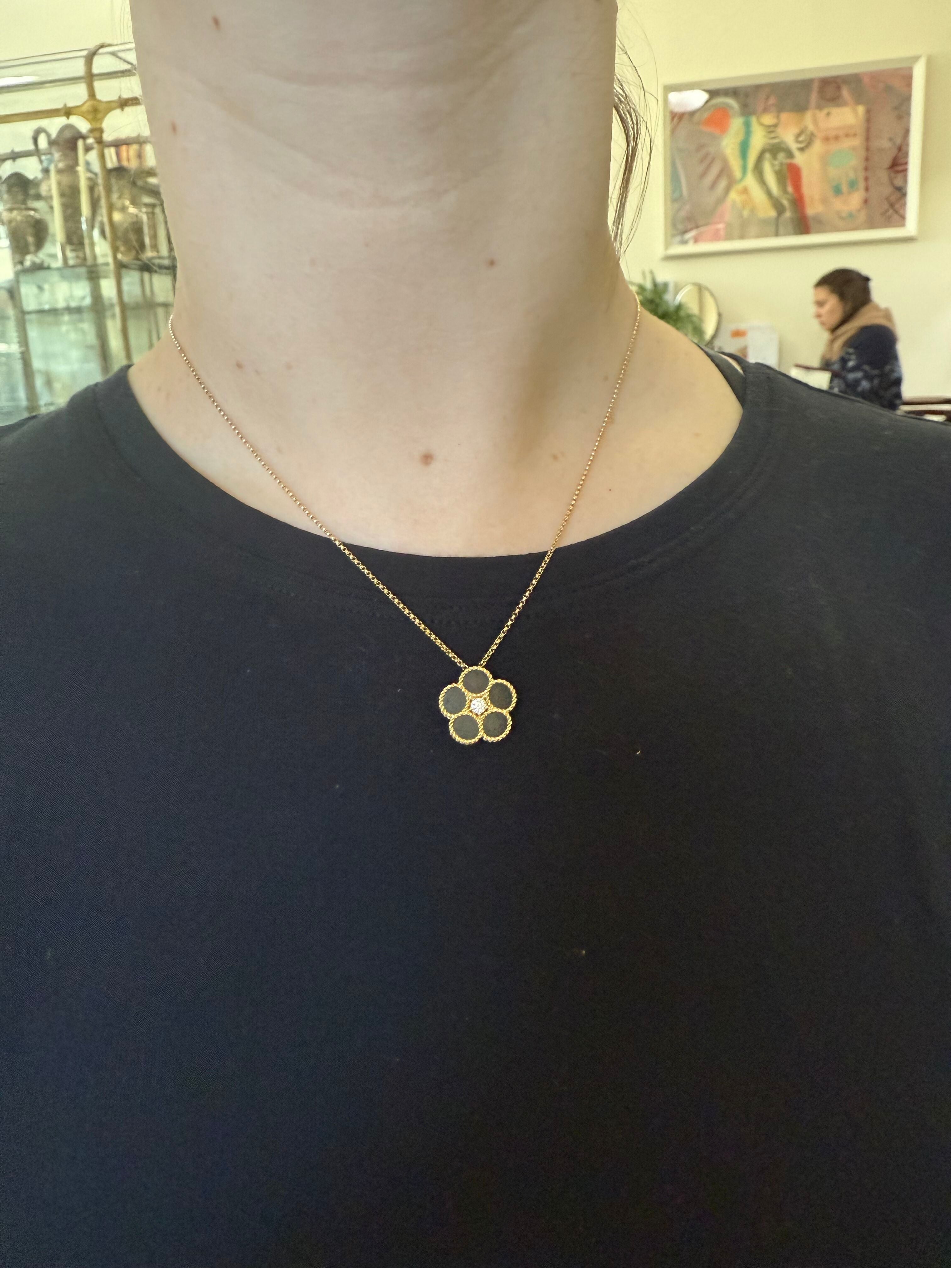 Roberto Coin "Daisy" 18kt Diamond Black Onyx Pendant Necklace