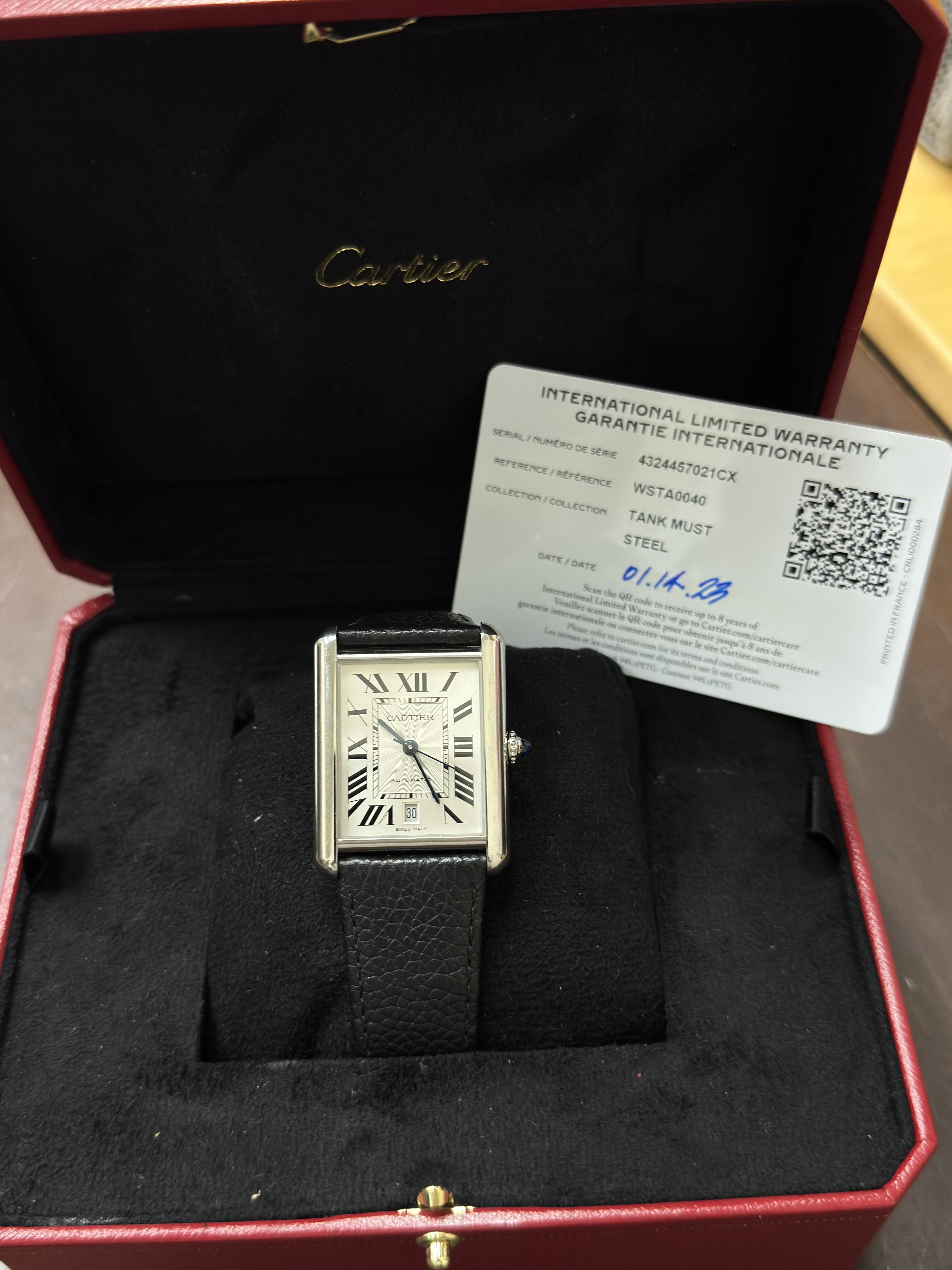 Cartier Tank Must XL Stainless Steel Automatic Watch WSTA0040