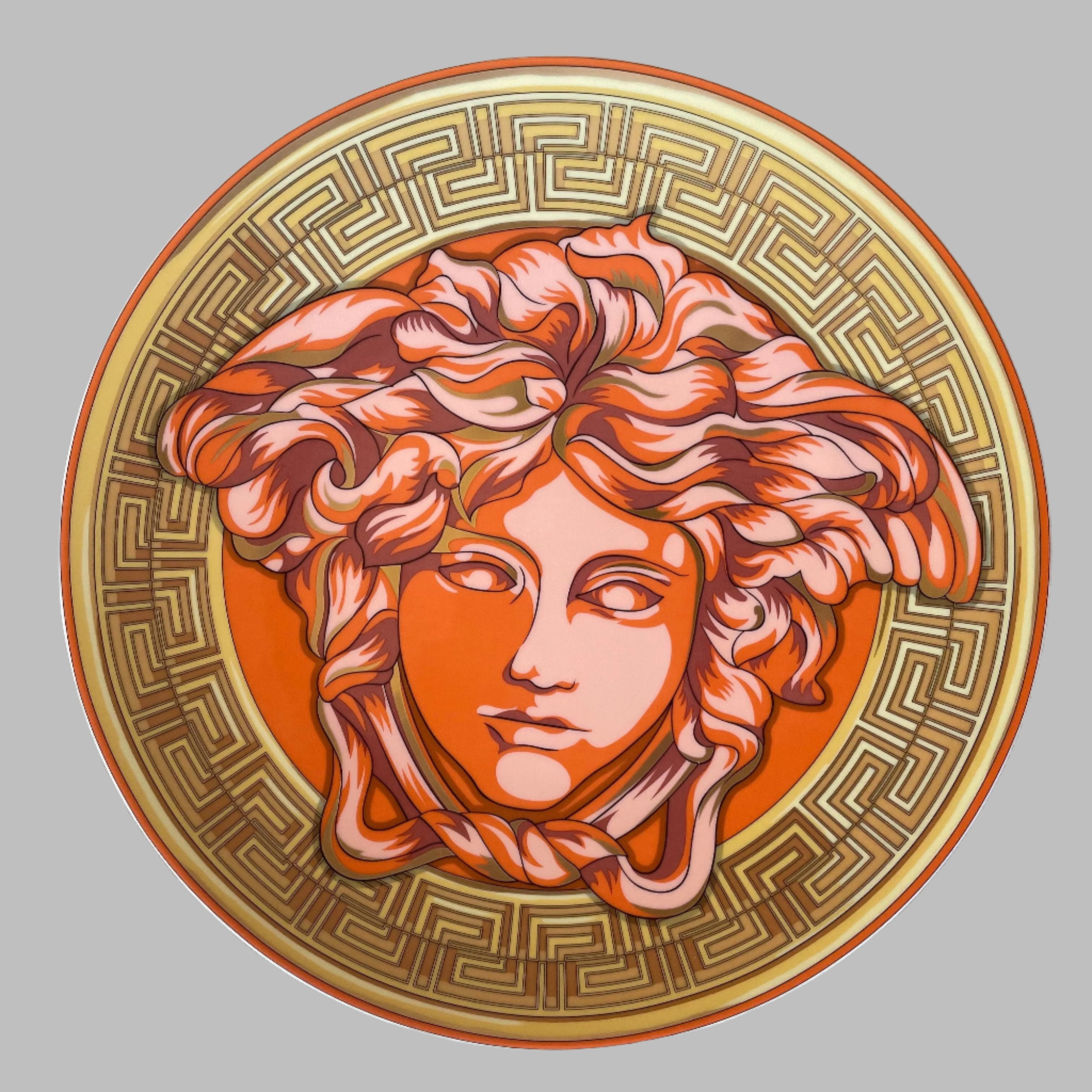 Versace by Rosenthal Medusa Amplified Orange Coin Service Plate 10263