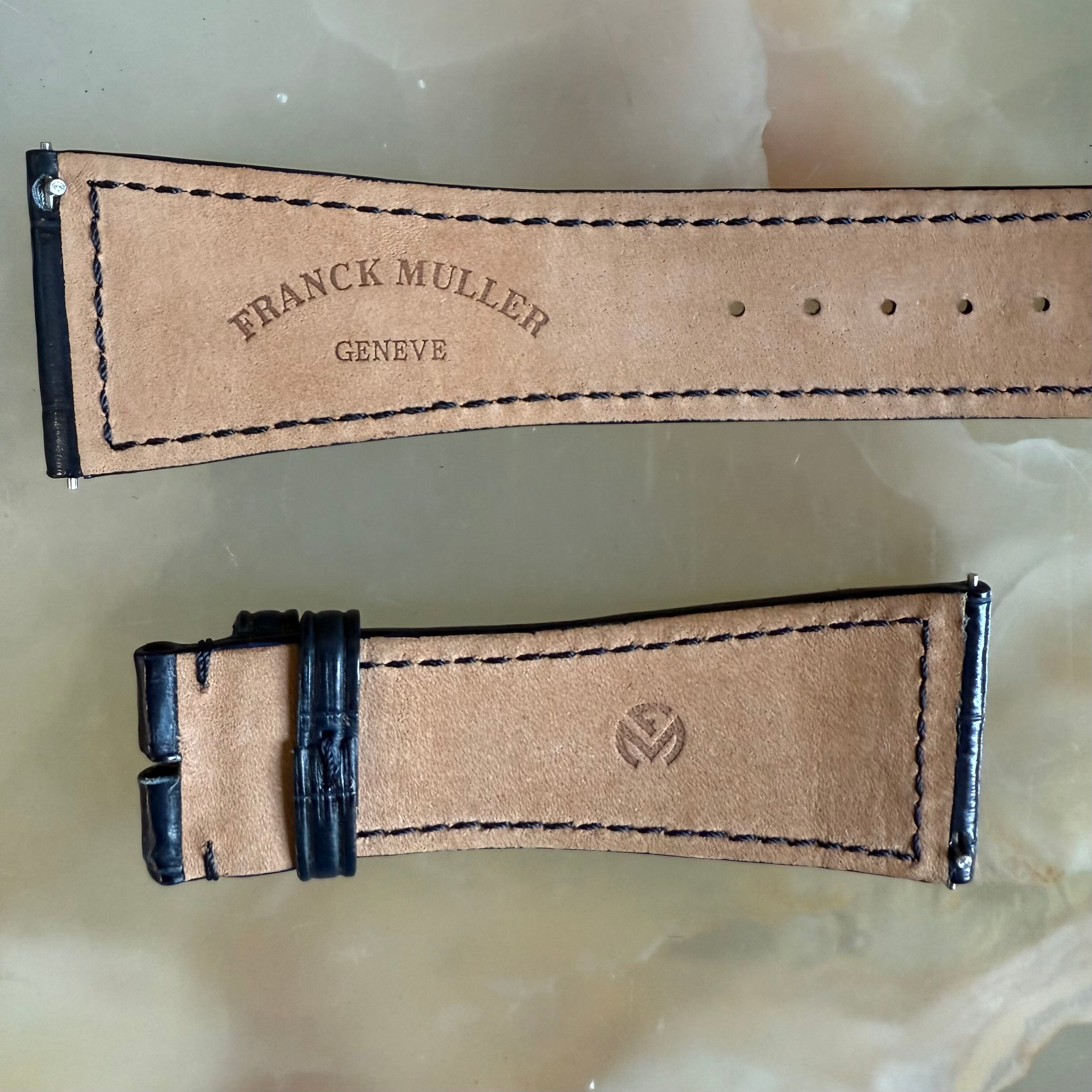 Authentic Franck Muller Blue Crocodile Watch Strap Band 26mm