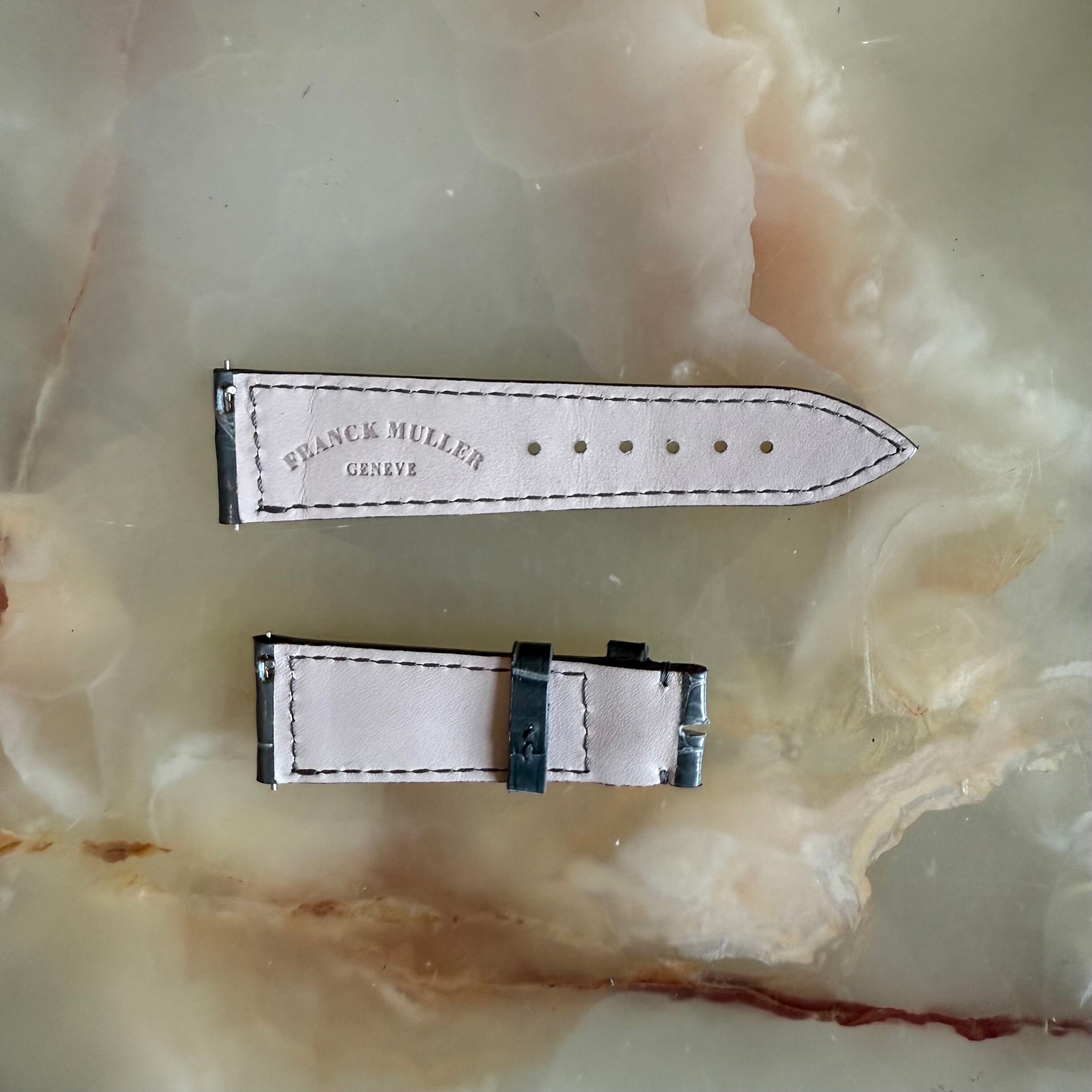 Authentic Franck Muller Gray Leather Watch Strap Band 20mm CL49S6000L