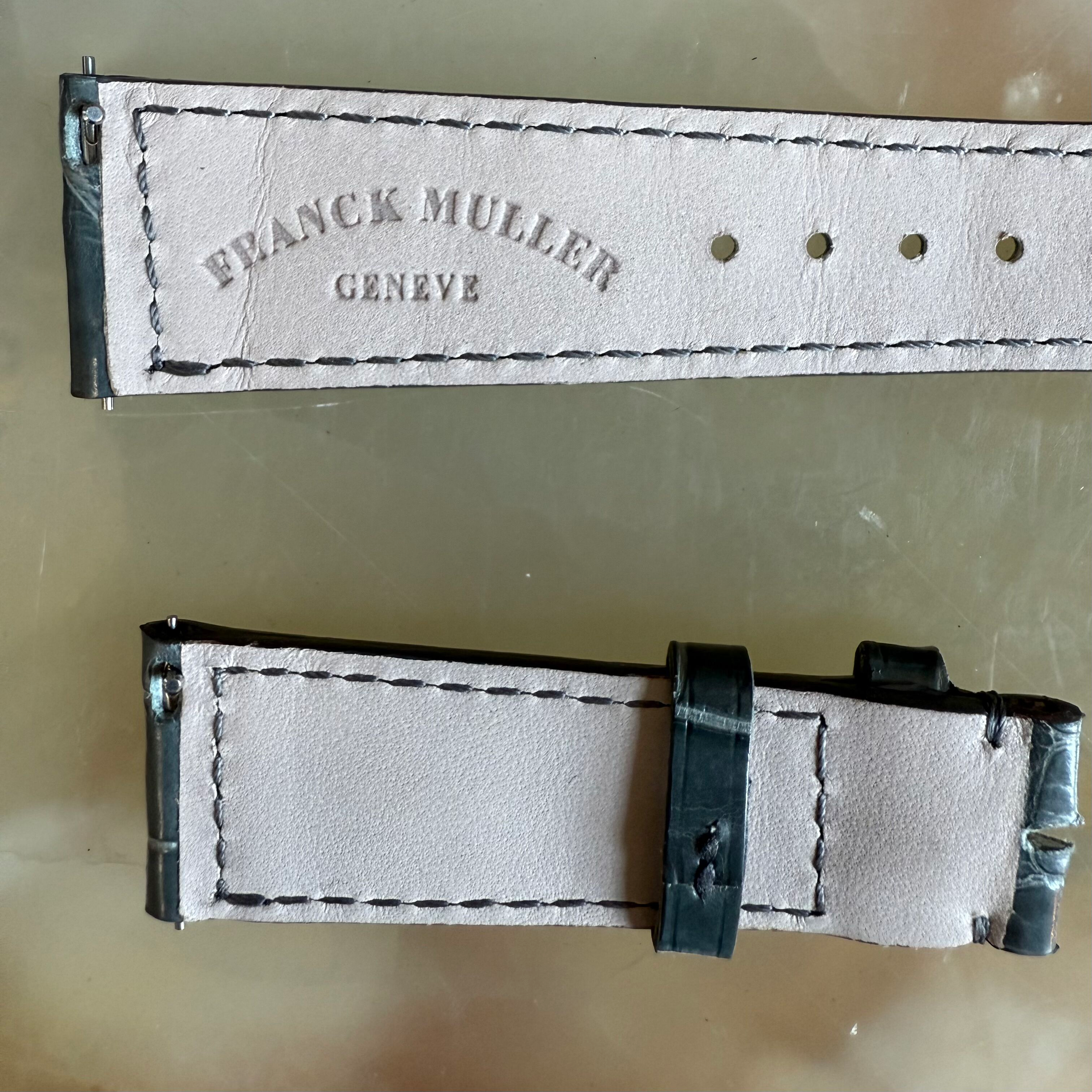 Authentic Franck Muller Gray Leather Watch Strap Band 20mm CL49S6000L