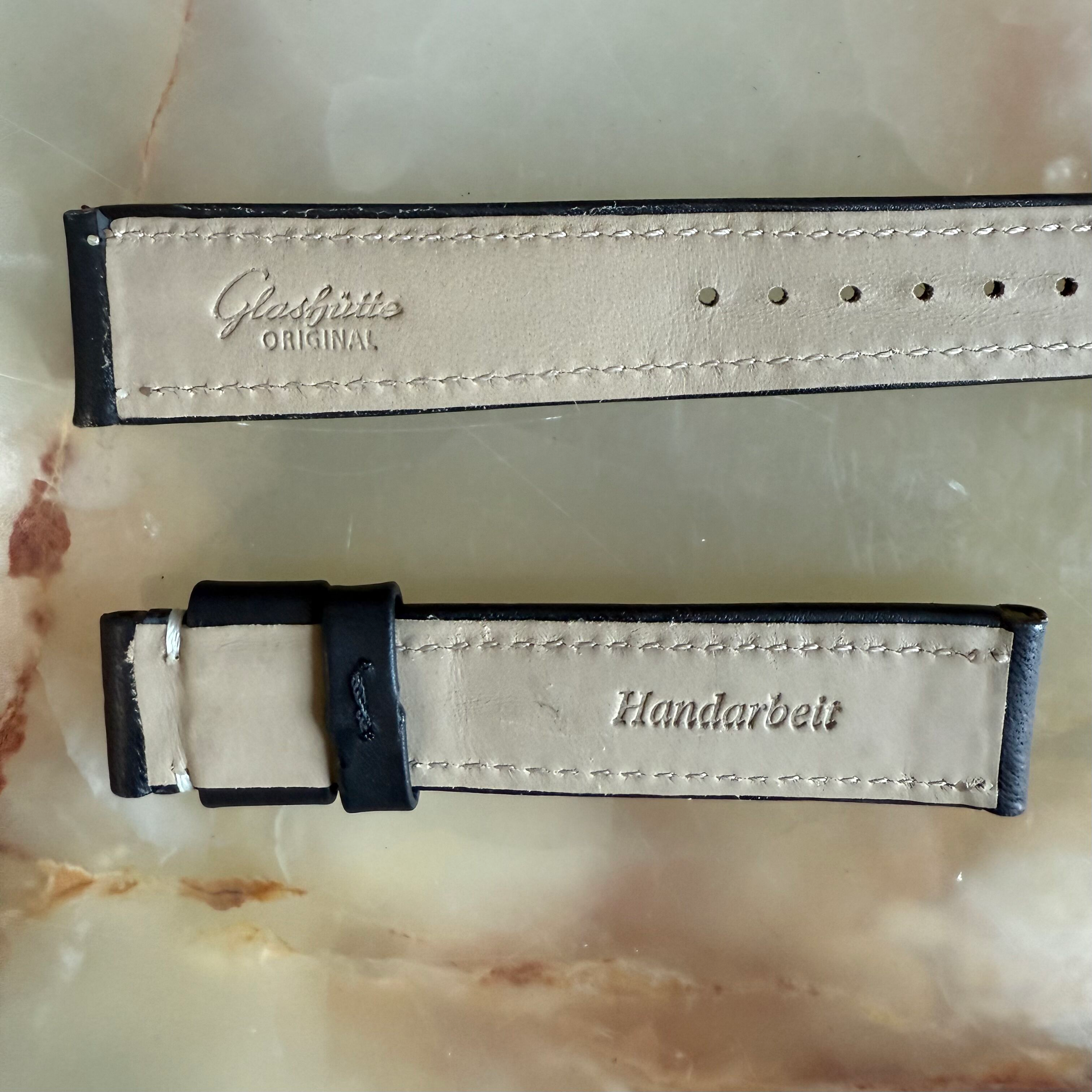 Authentic Glashutte Black Leather Watch Strap Band 19mm GLA0600133