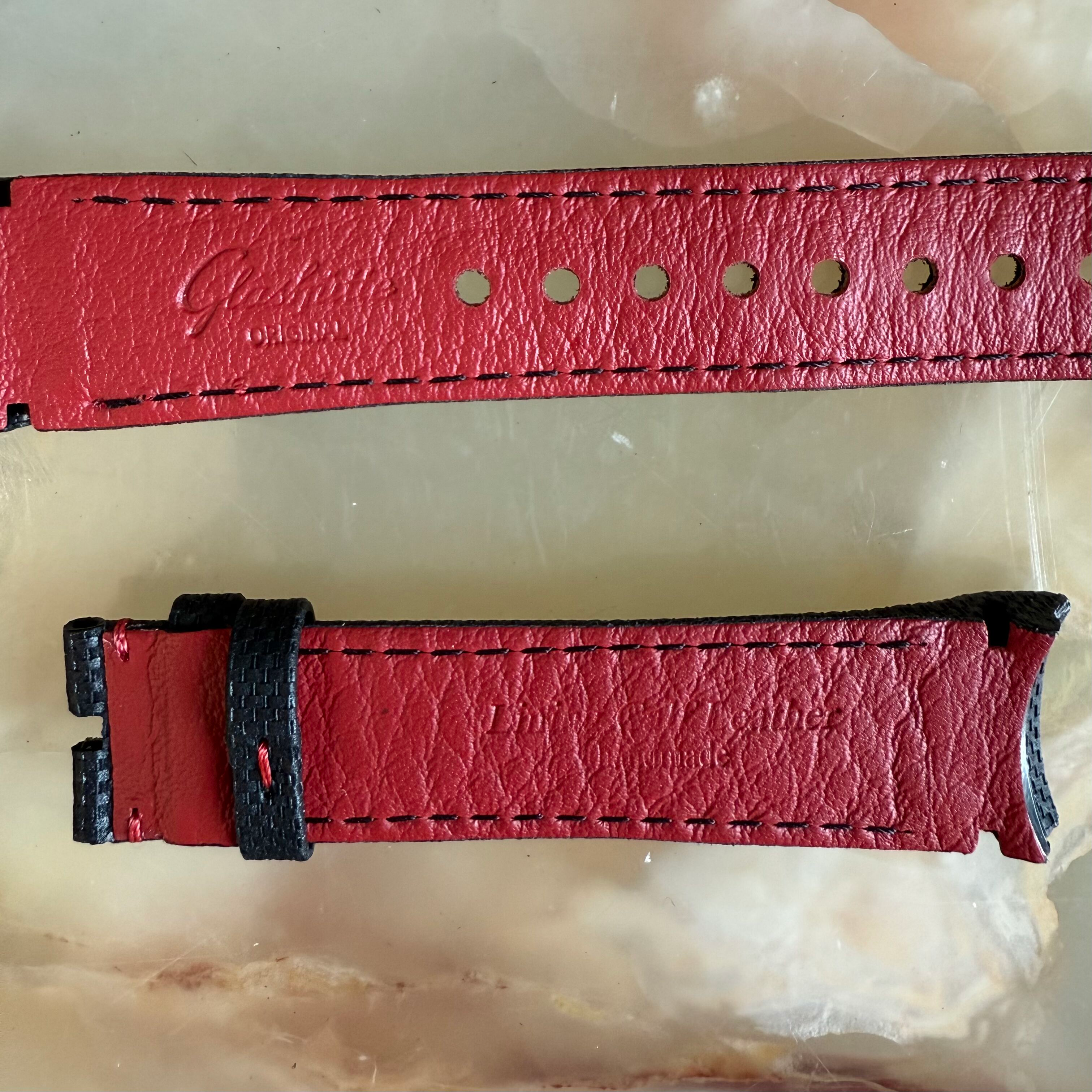 Authentic Glashutte Black Texture Leather Mad Max Matrix Watch Strap Band 20mm