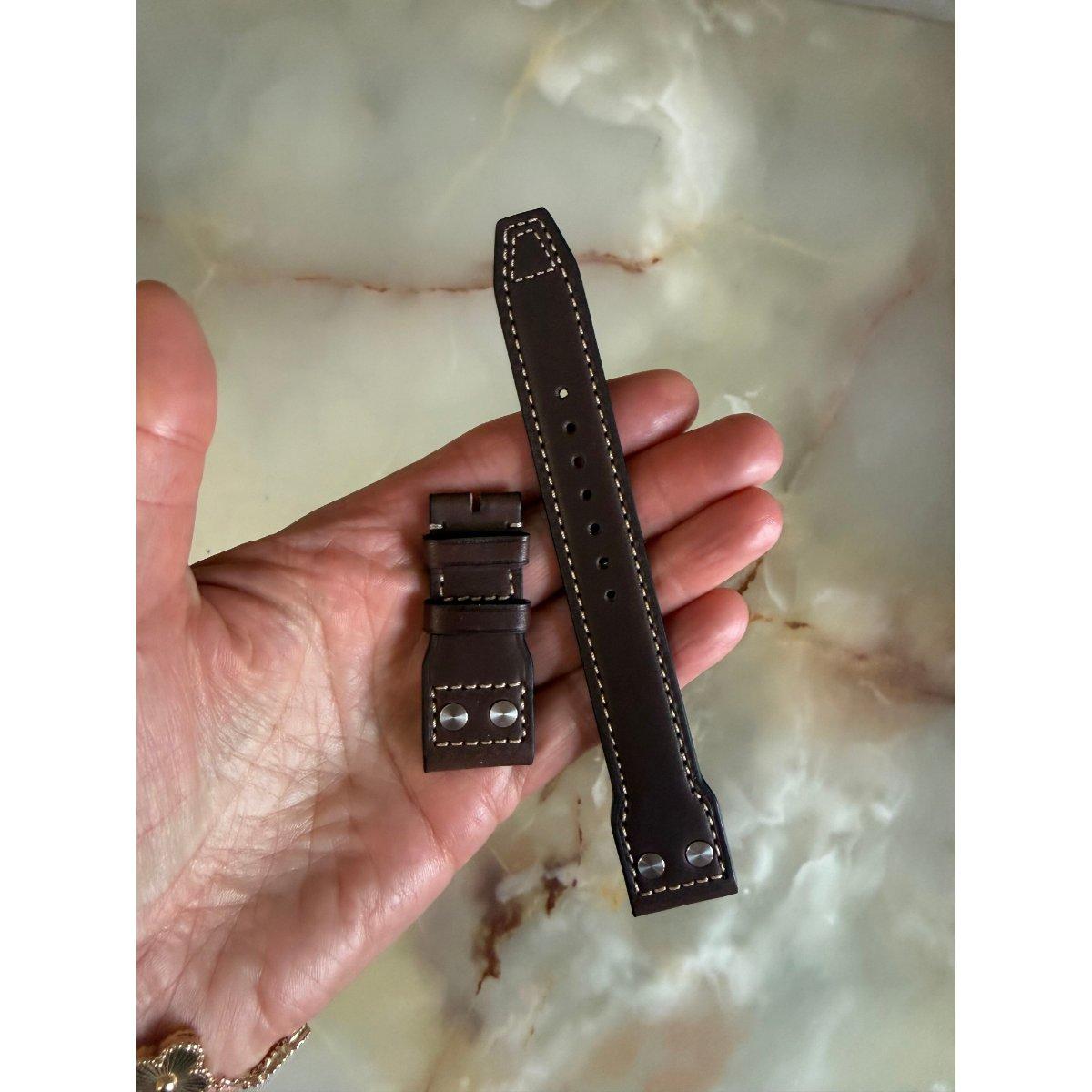 Authentic IWC Brown Leather Watch Band Strap for Big Pilot Watch 22mm