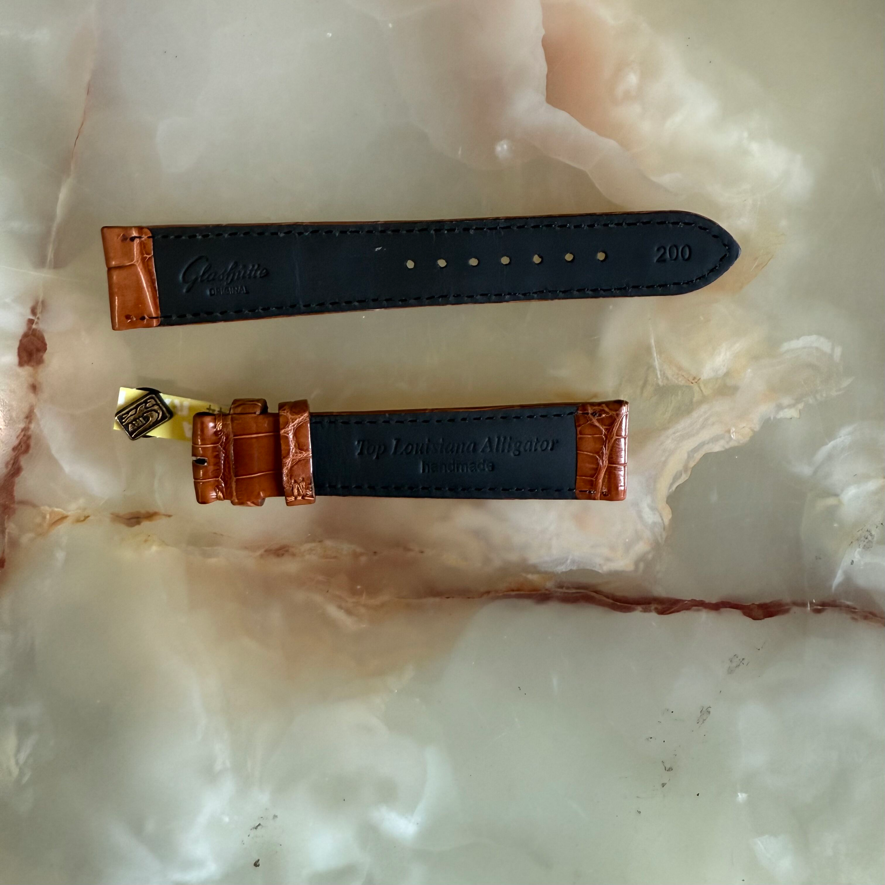 Authentic Glashutte Brown Alligator Watch Strap Band 19mm GLA0600125