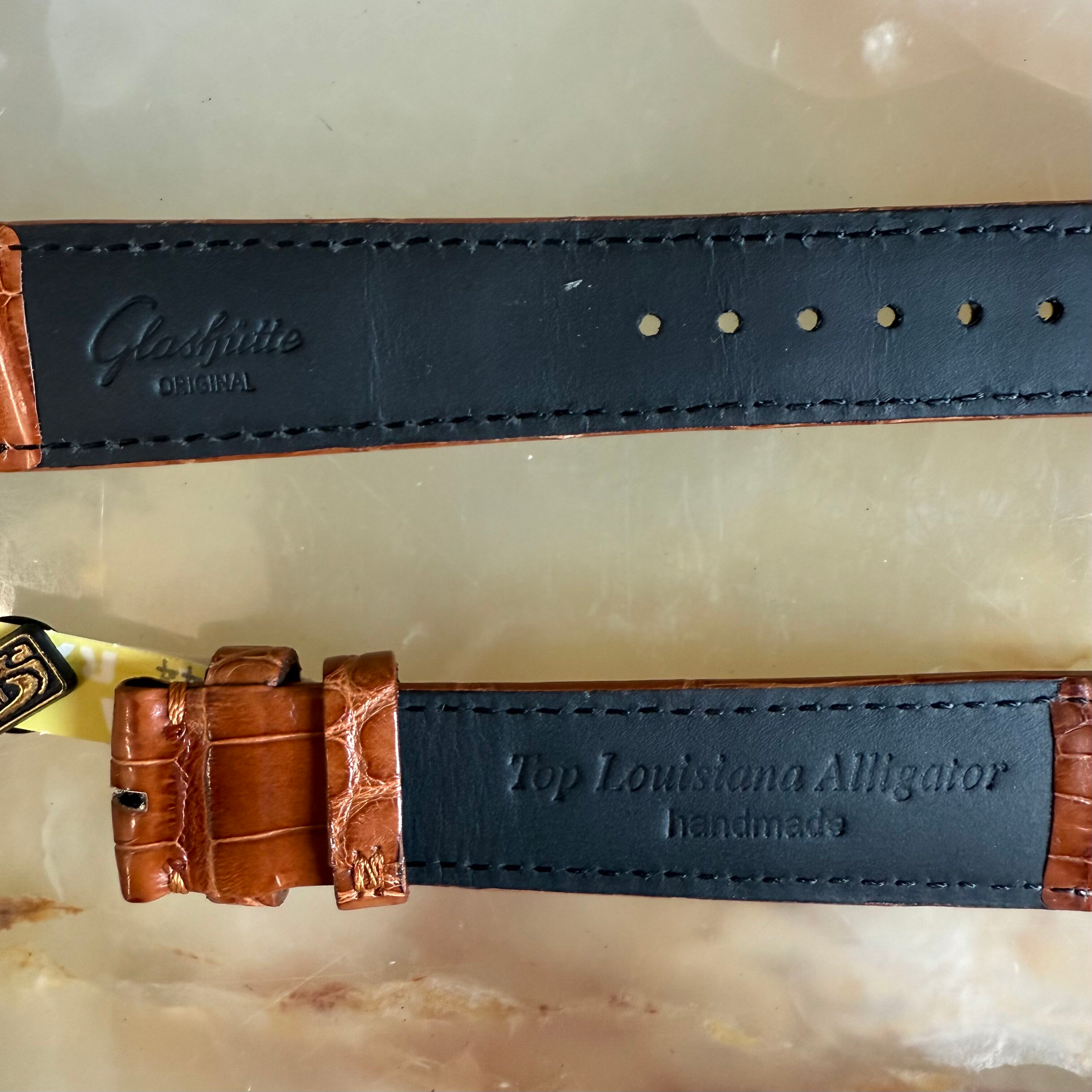 Authentic Glashutte Brown Alligator Watch Strap Band 19mm GLA0600125
