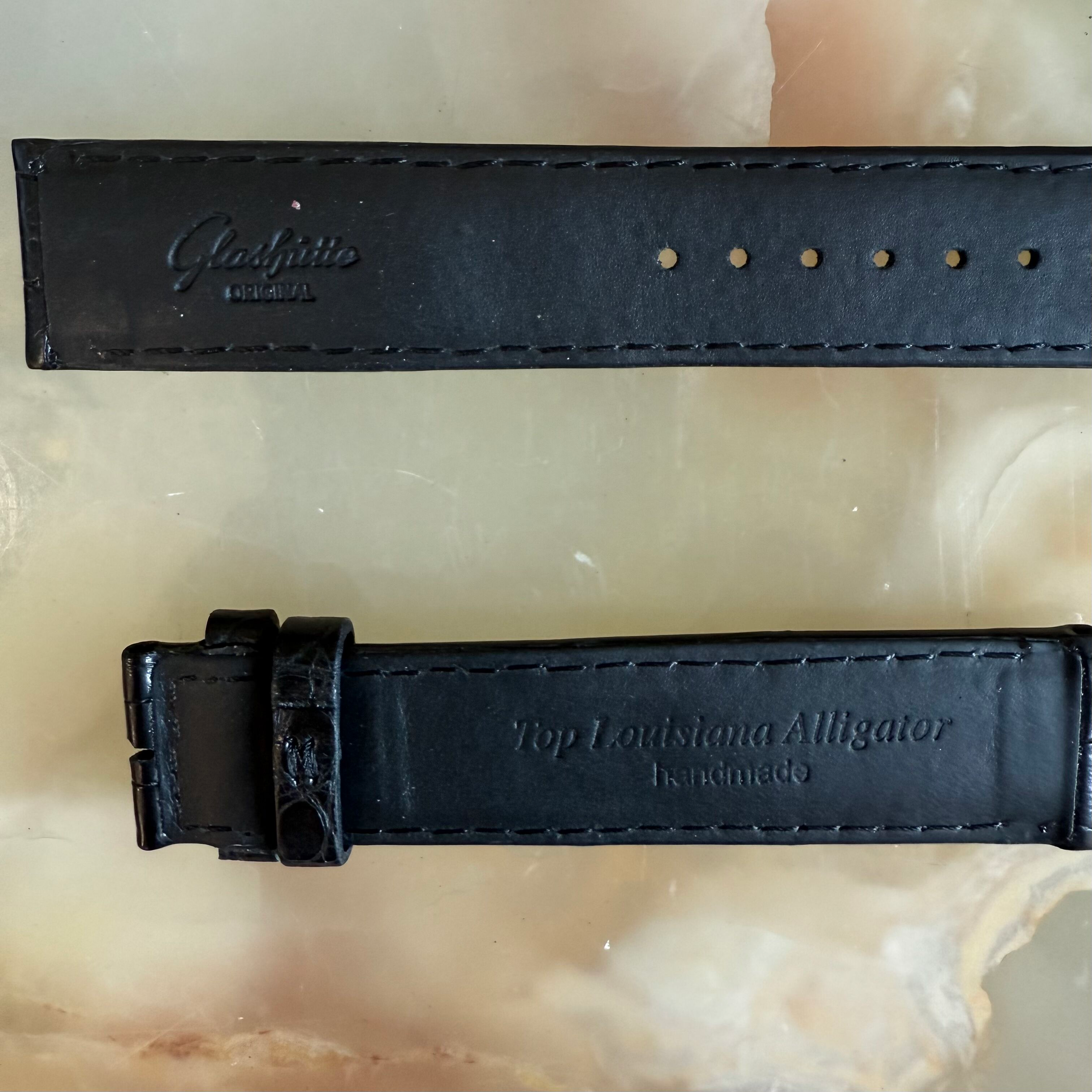 Authentic Glashutte Black Alligator Watch Strap Band 19mm GLA0600133