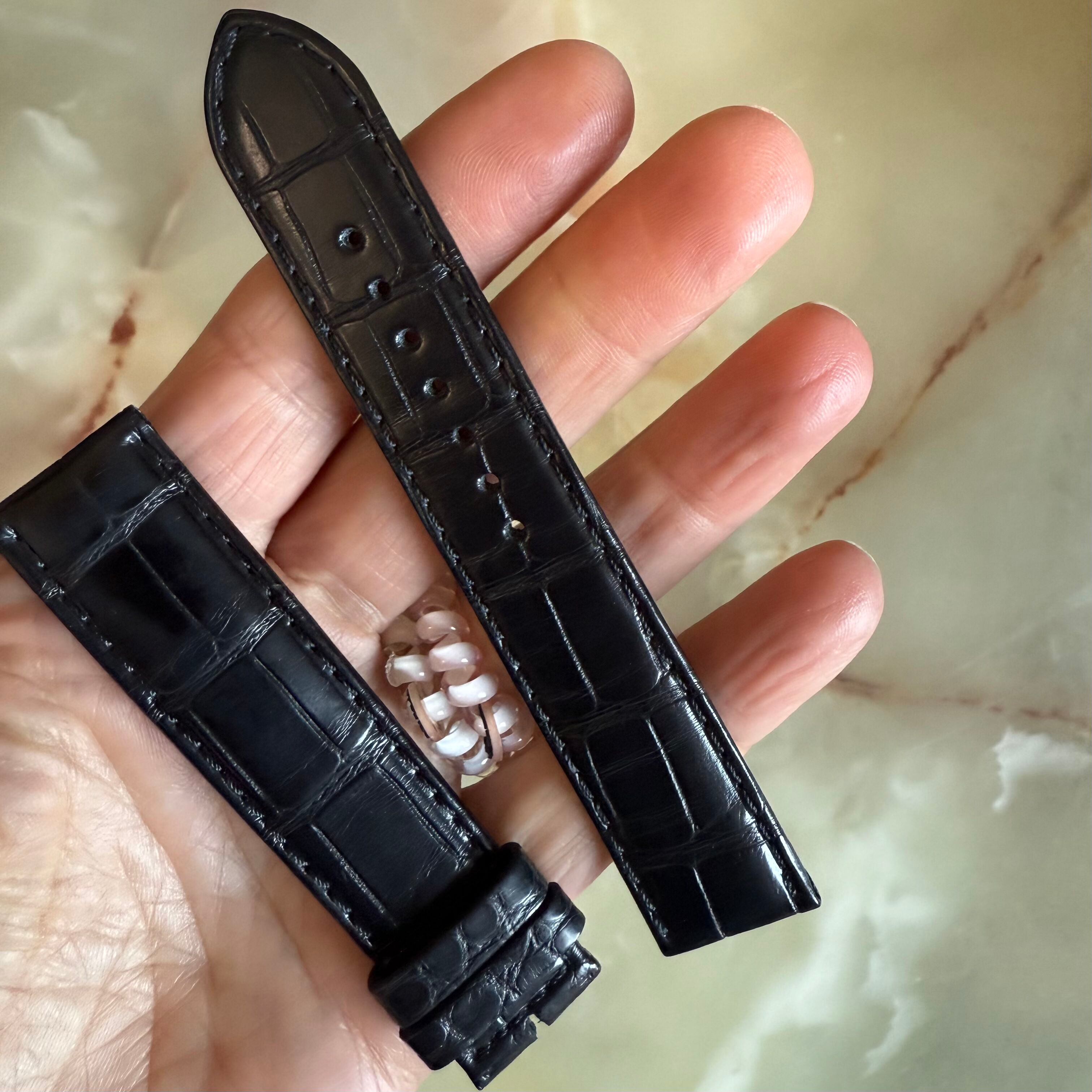 Authentic Glashutte Black Alligator Watch Strap Band 19mm GLA0600133