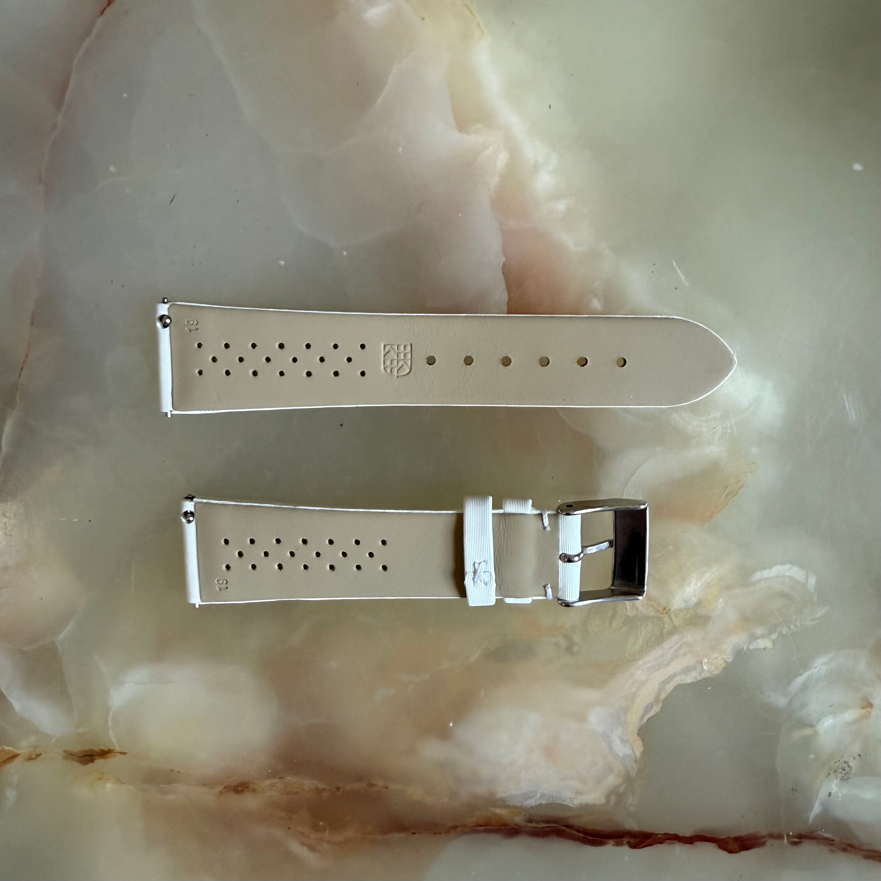 Authentic Frederique Constant White Satin Watch Strap Band 19mm with 2 Buckle