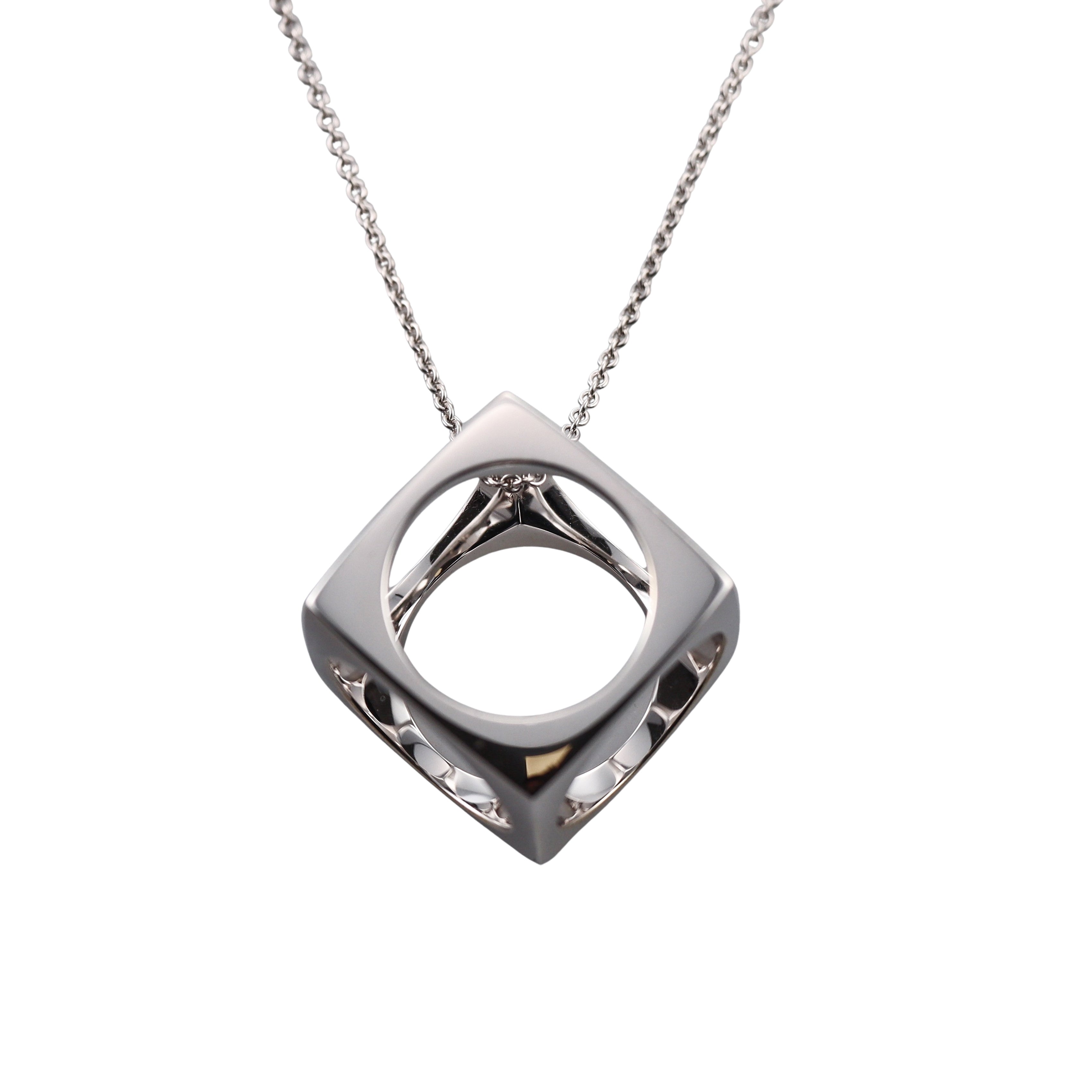 Dinh Van Sterling Cube Pendant Necklace