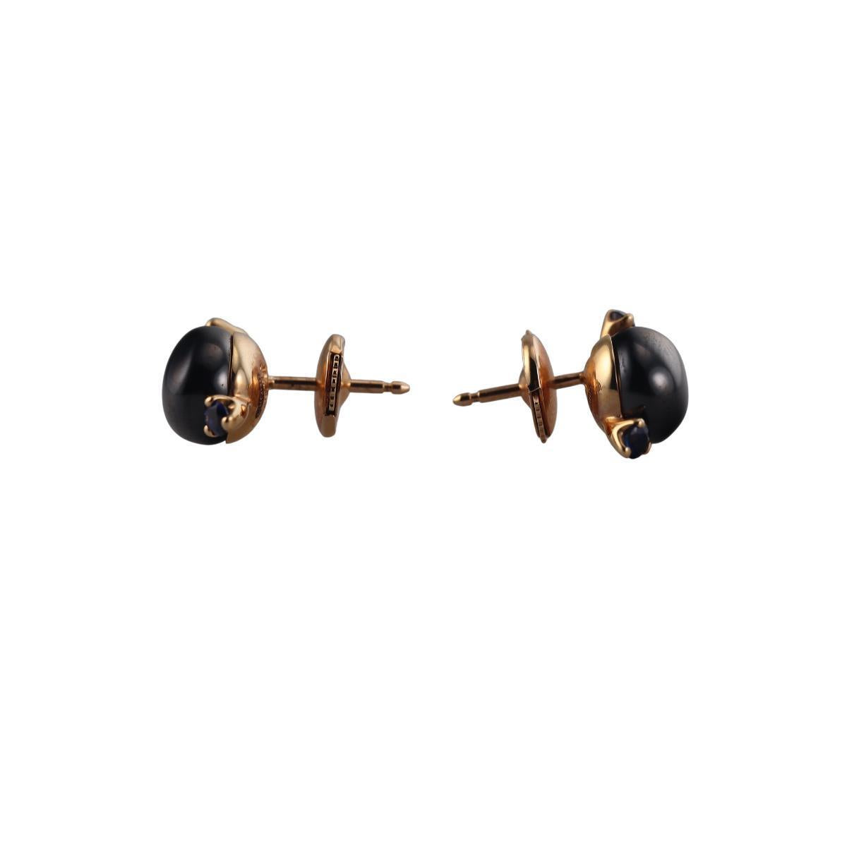 Pomellato Capri 18k Rose Gold Ceramic Sapphire Stud Earrings