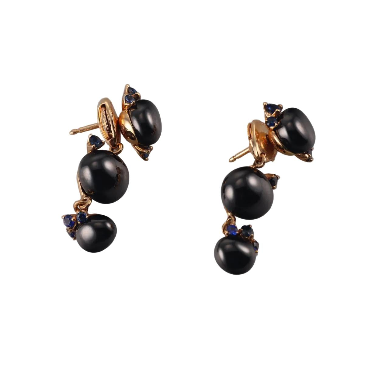 Pomellato Capri 18k Rose Gold Ceramic Sapphire Drop Earrings