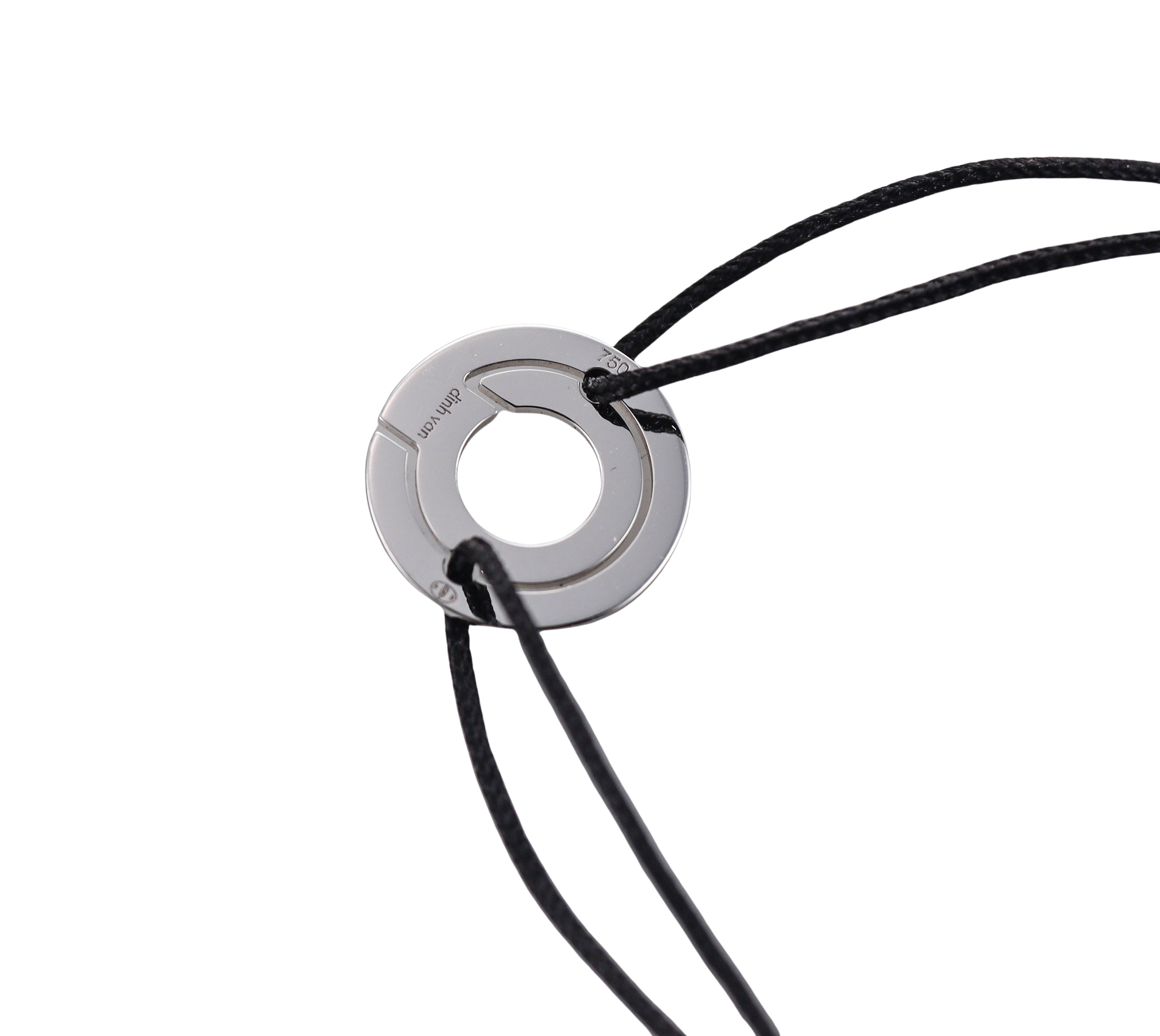 Dinh Van White Gold Handcuff Charm Adjustable Cord Bracelet