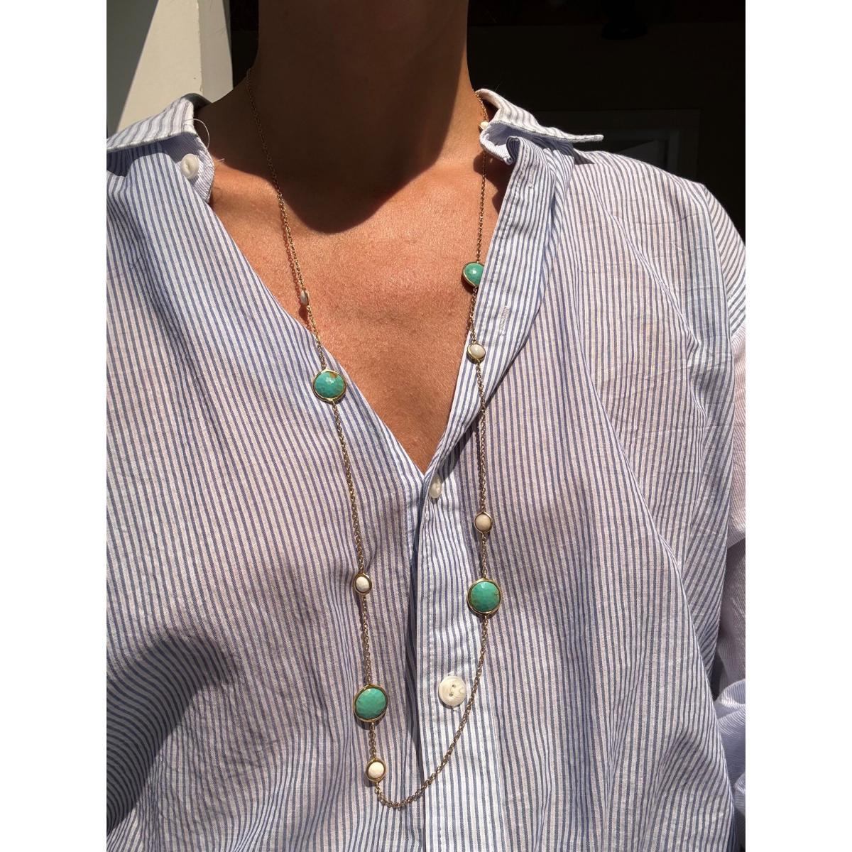 Ippolita Wonderland 18k Gold Station Turquoise Necklace