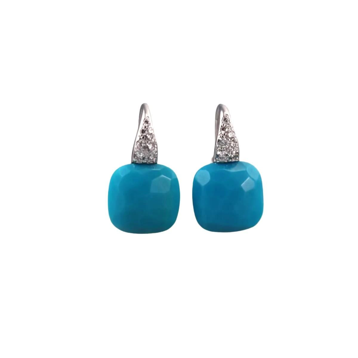 Pomellato Capri 18k White Gold Turquoise Diamond Earrings