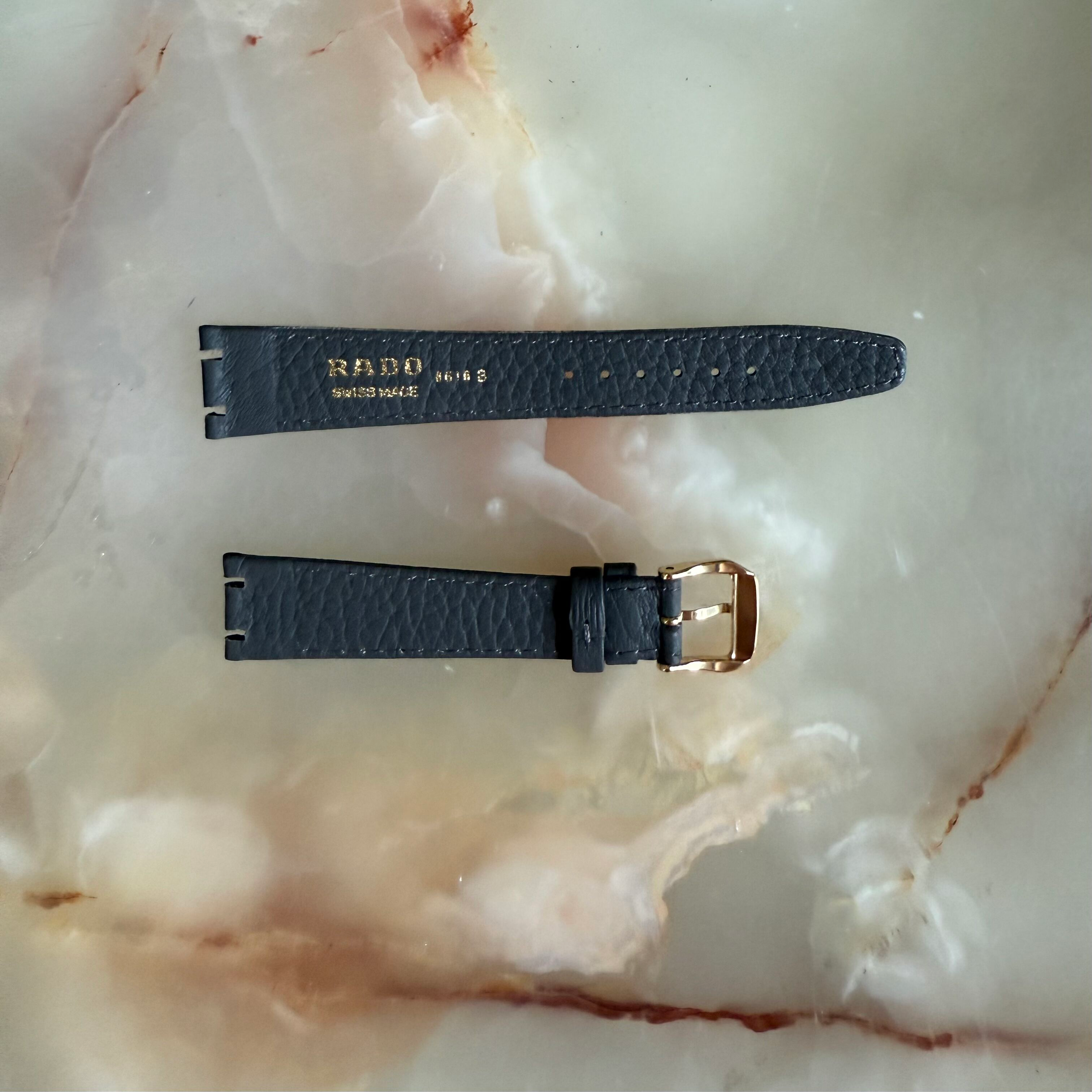 Authentic RADO Grey Leather Watch Strap Band 18mm with Buckle 8616-B