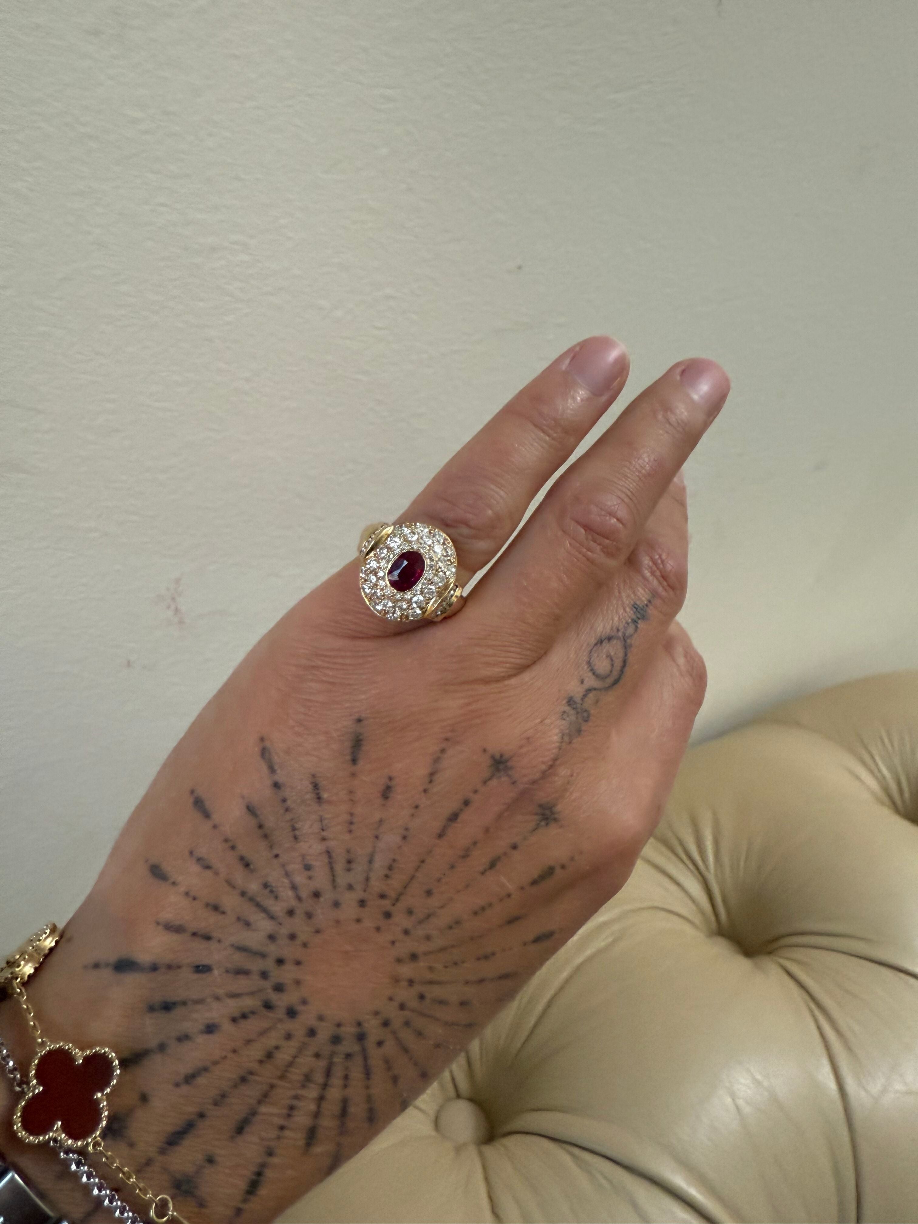 14k Gold Ruby Diamond Ring