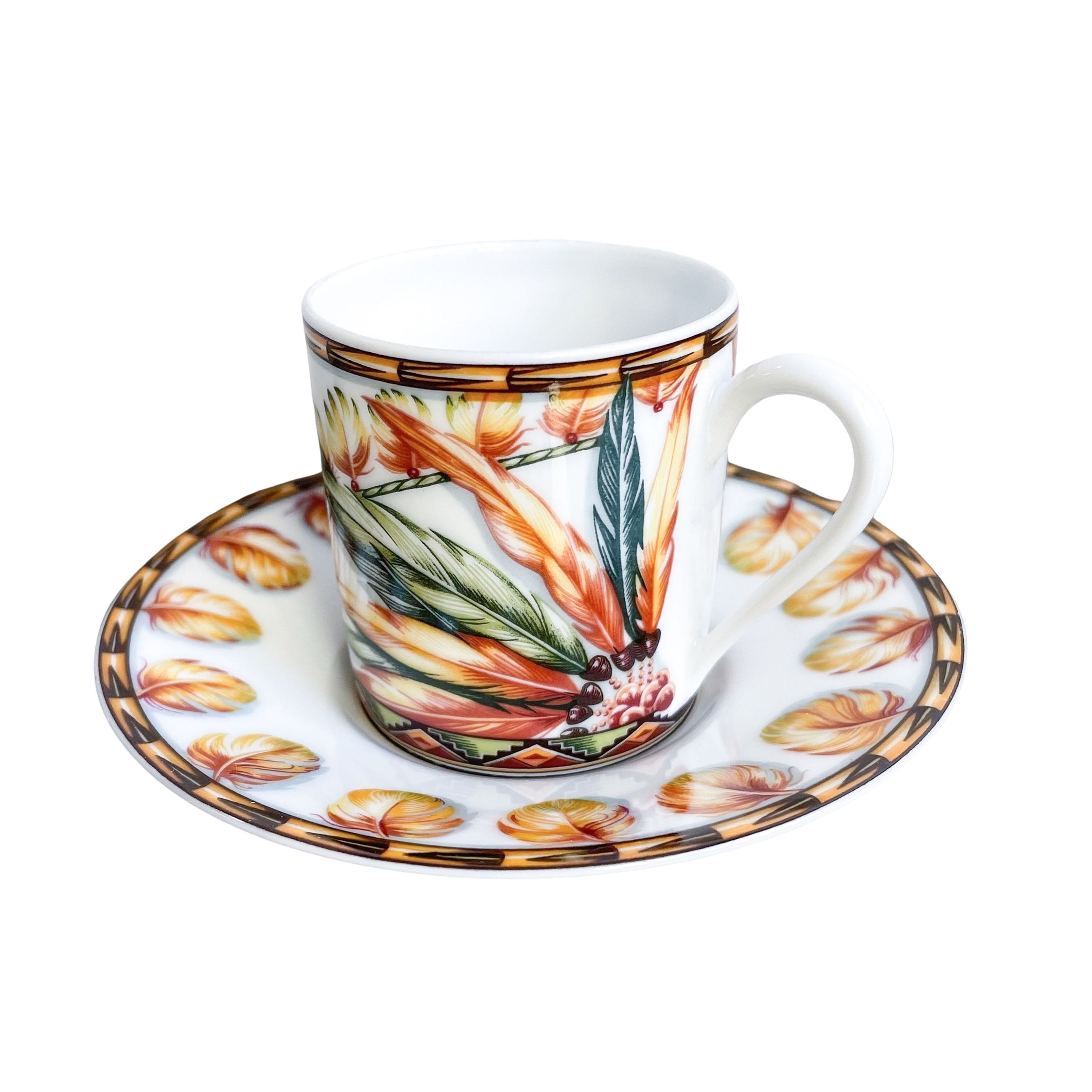 Hermes Brazil Patchwork Espresso Cup with Saucer 014315