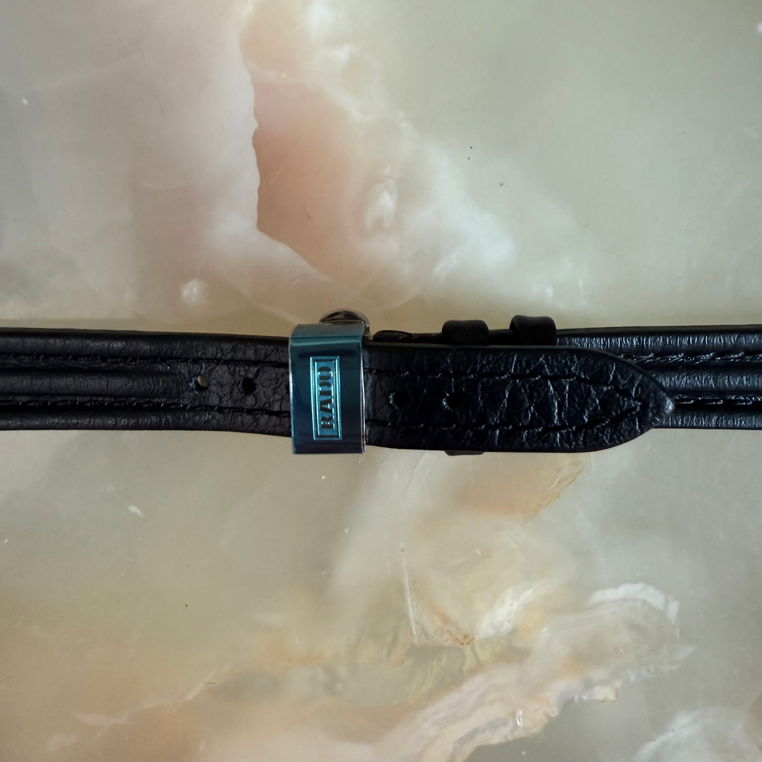 Authentic RADO Black Leather Watch Strap Band 13mm with Deployant Buckle 8710-B