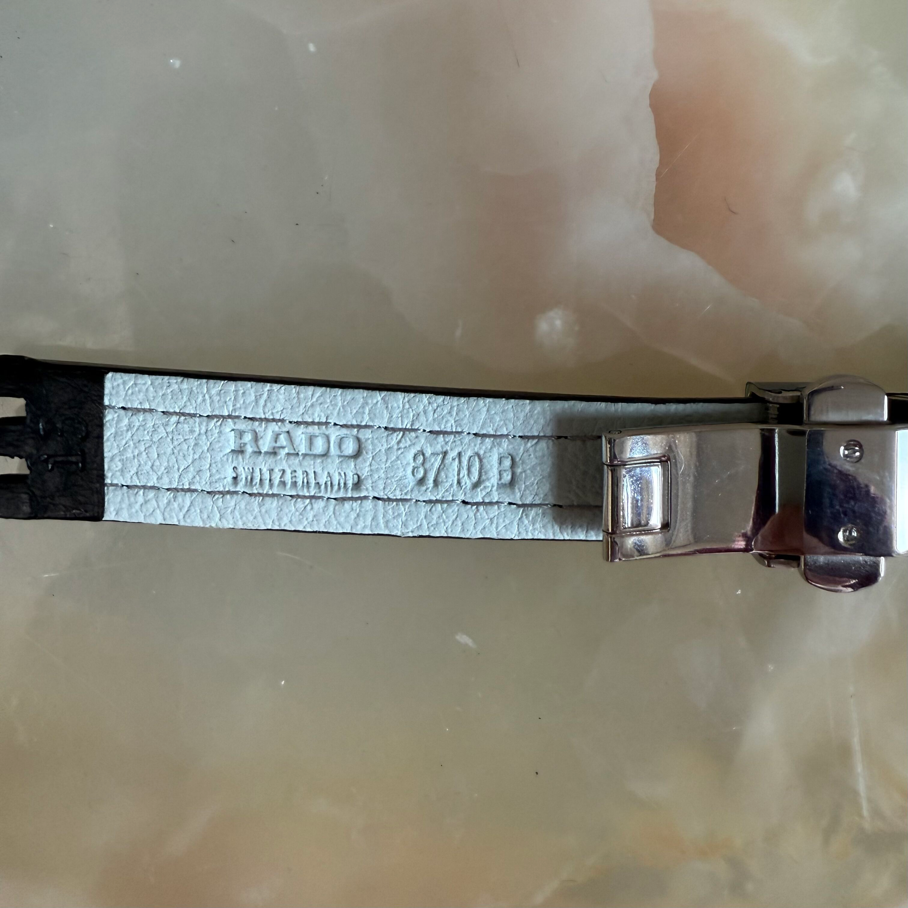 Authentic RADO Black Leather Watch Strap Band 13mm with Deployant Buckle 8710-B