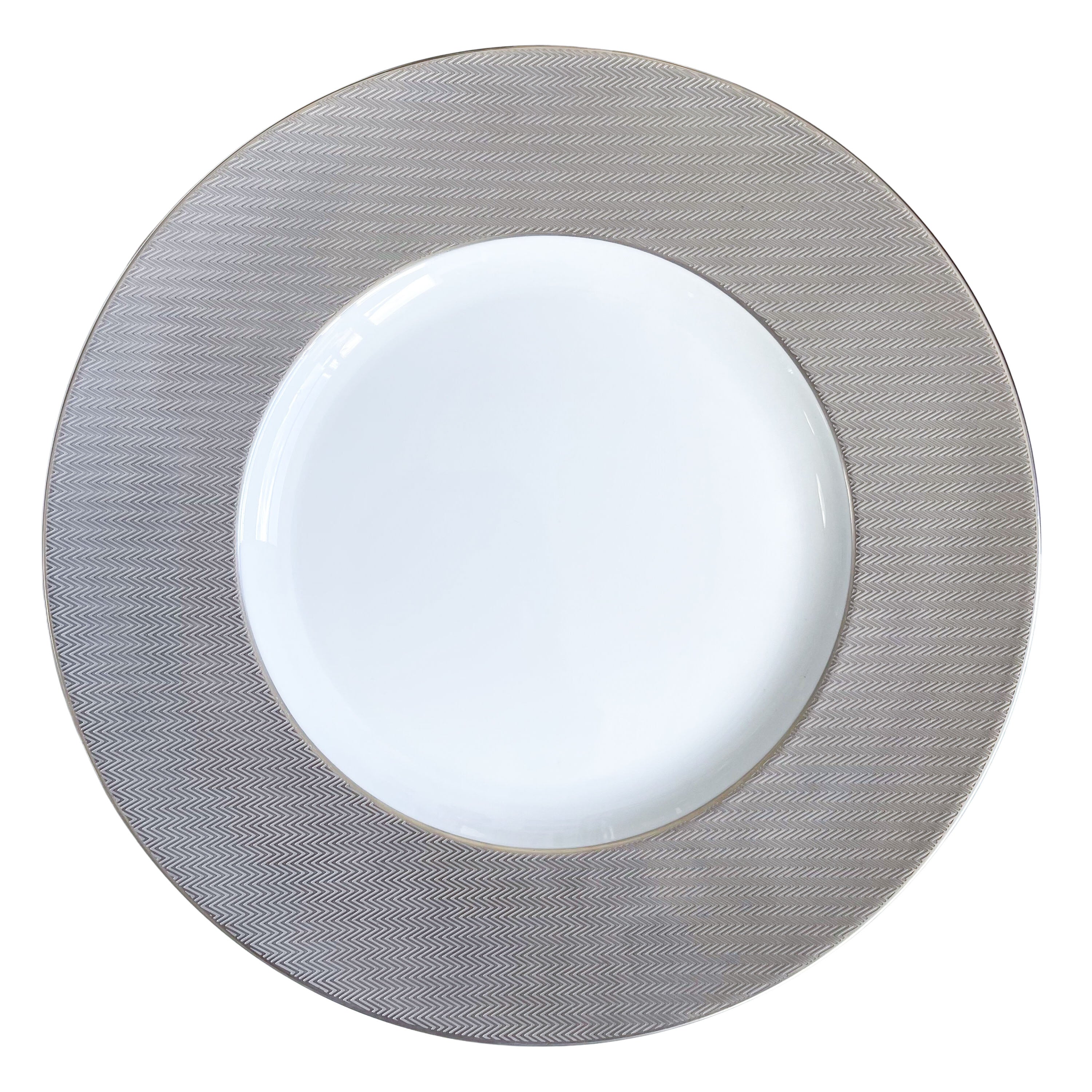 Hermes Chevrons Platine Service Plate Set of 2 047074