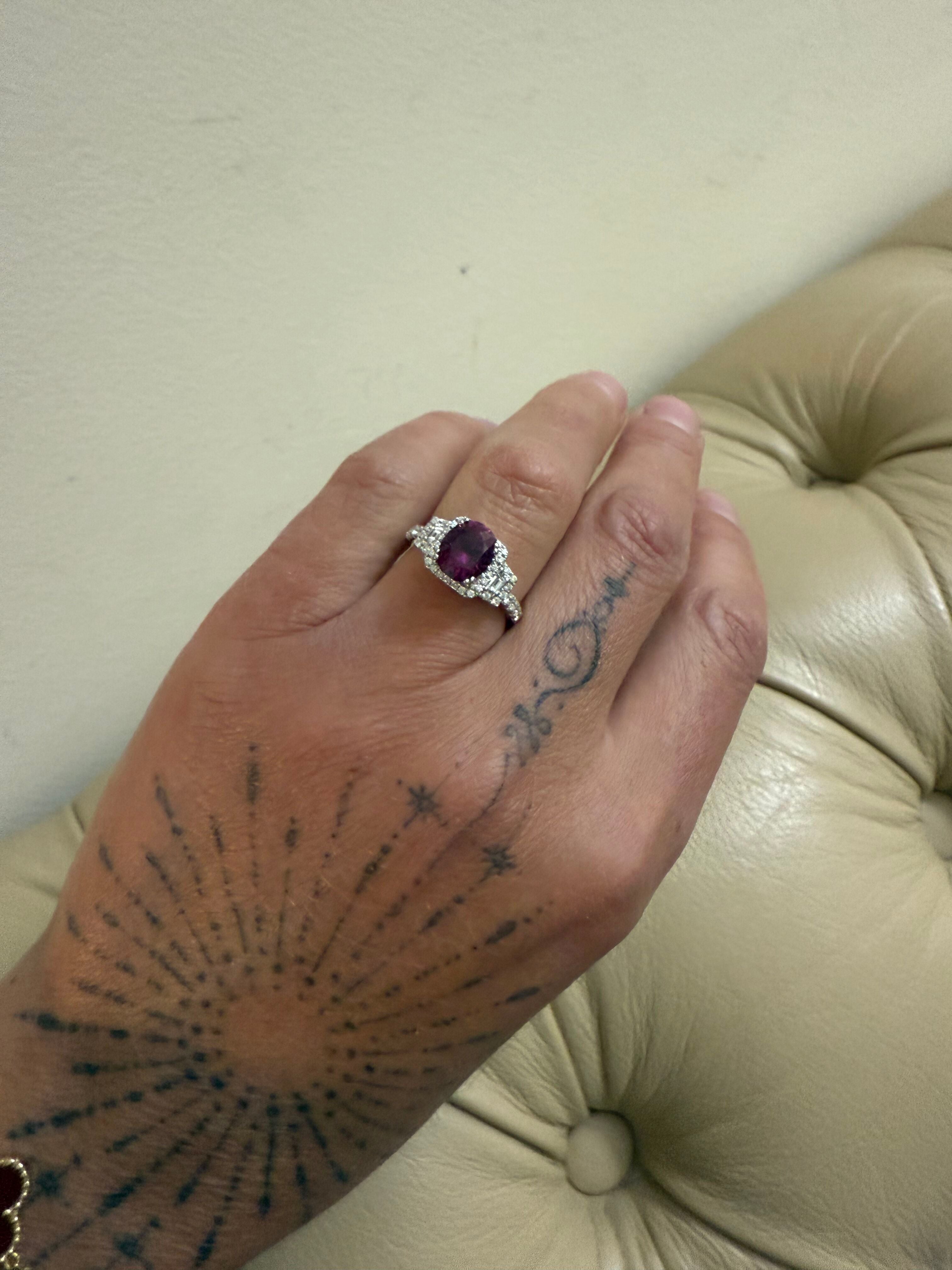 4.50ct Garnet Diamond 14k Gold Engagement Ring