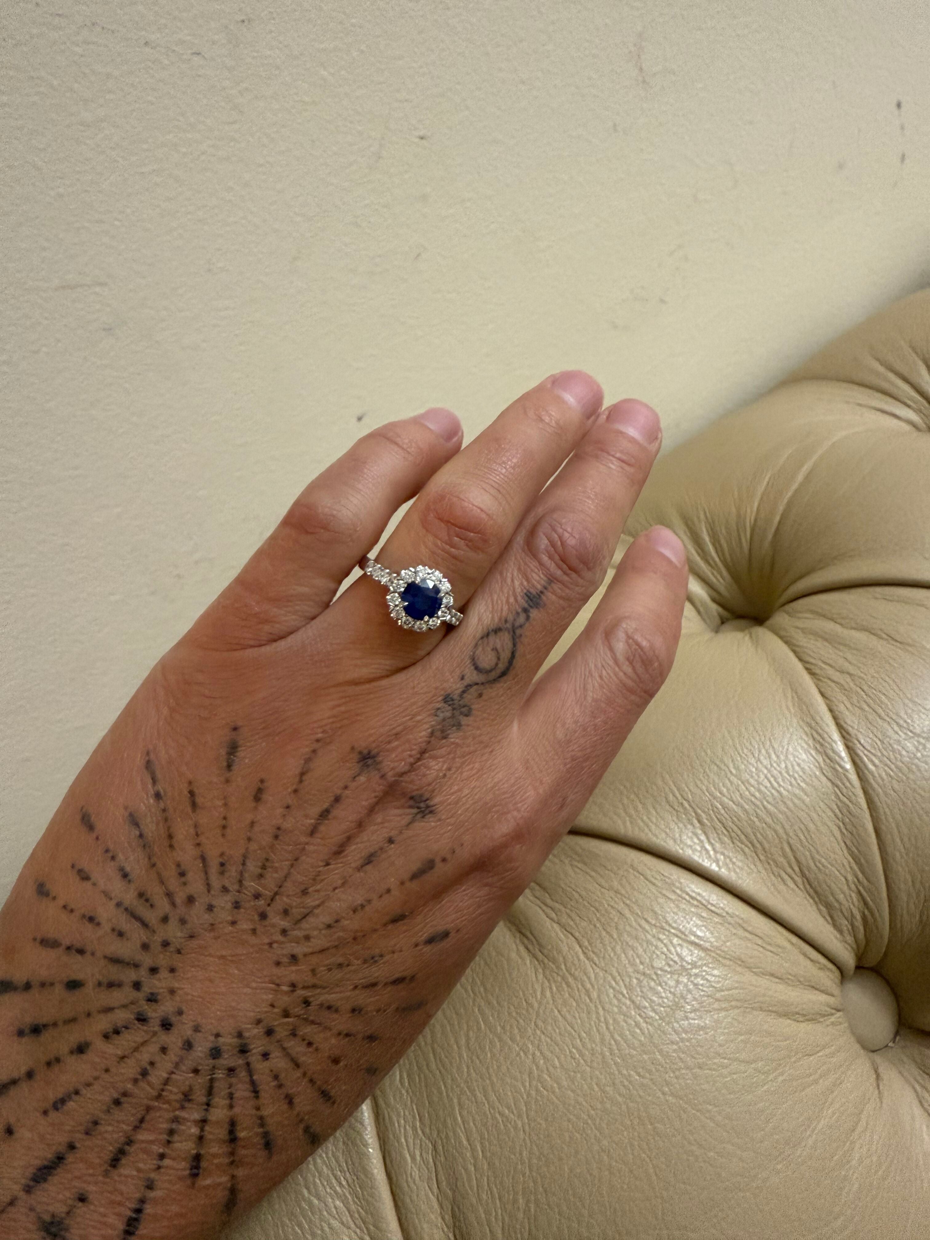 1.40ct Sapphire Diamond 18k Gold Ring