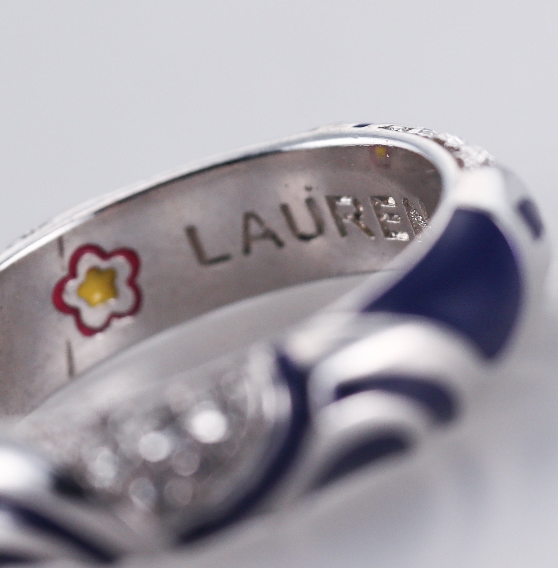 Lauren G Adams Bamboo Stackable & Enamel Crystal Band Ring Set of 2