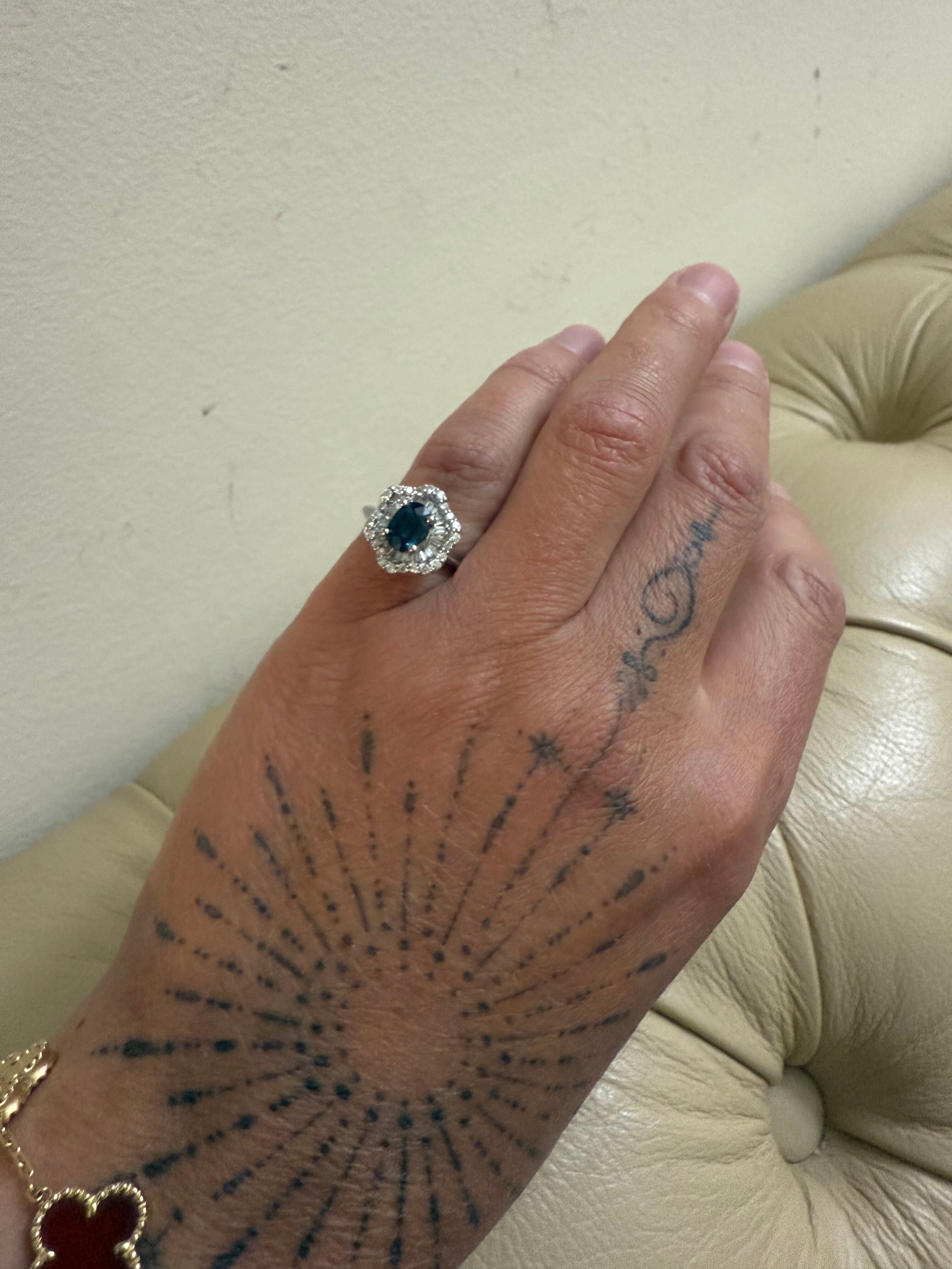 Hakman 18k Gold Diamond Sapphire Cluster Ring