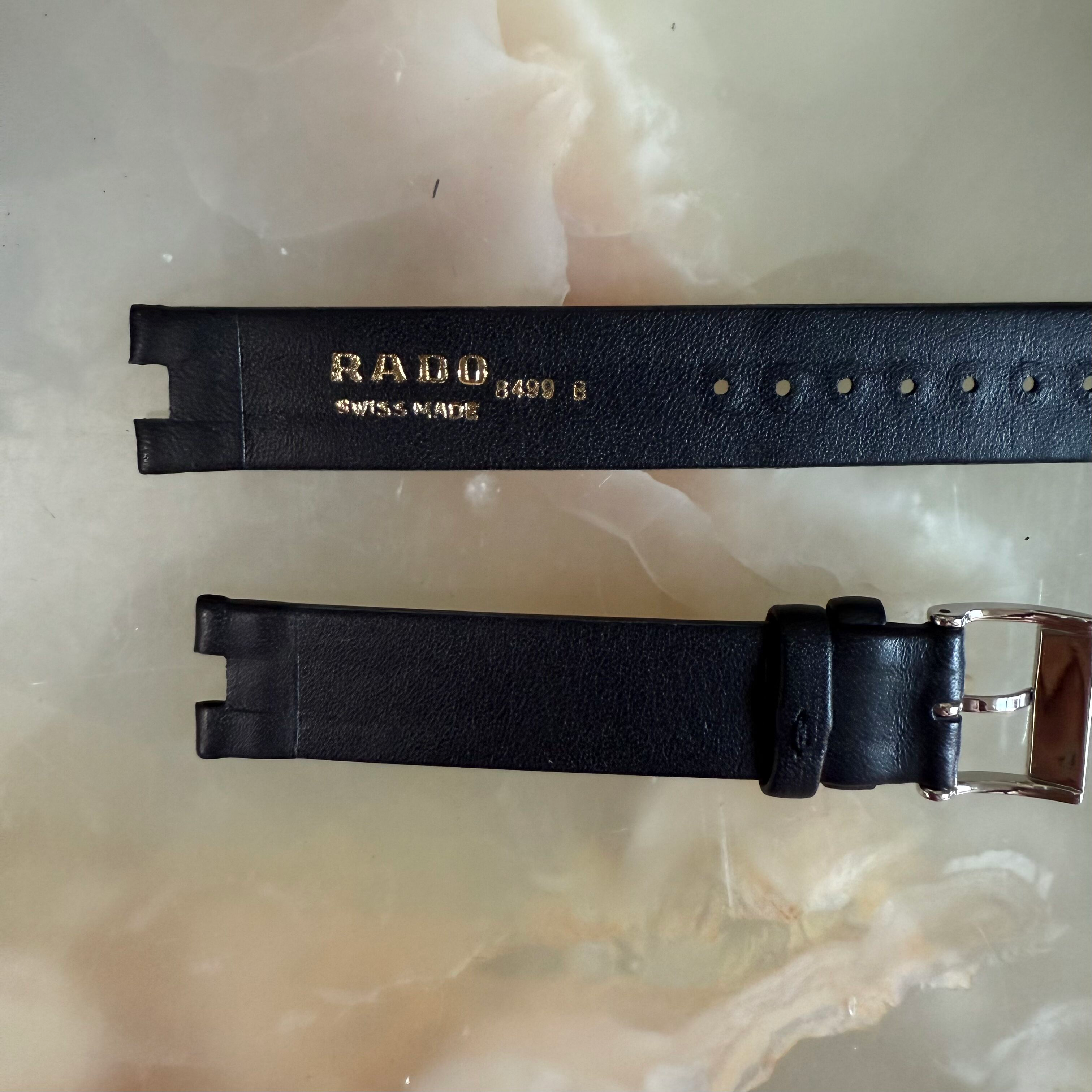 Authentic RADO Black Leather Watch Strap Band 16mm with Buckle 8499-B
