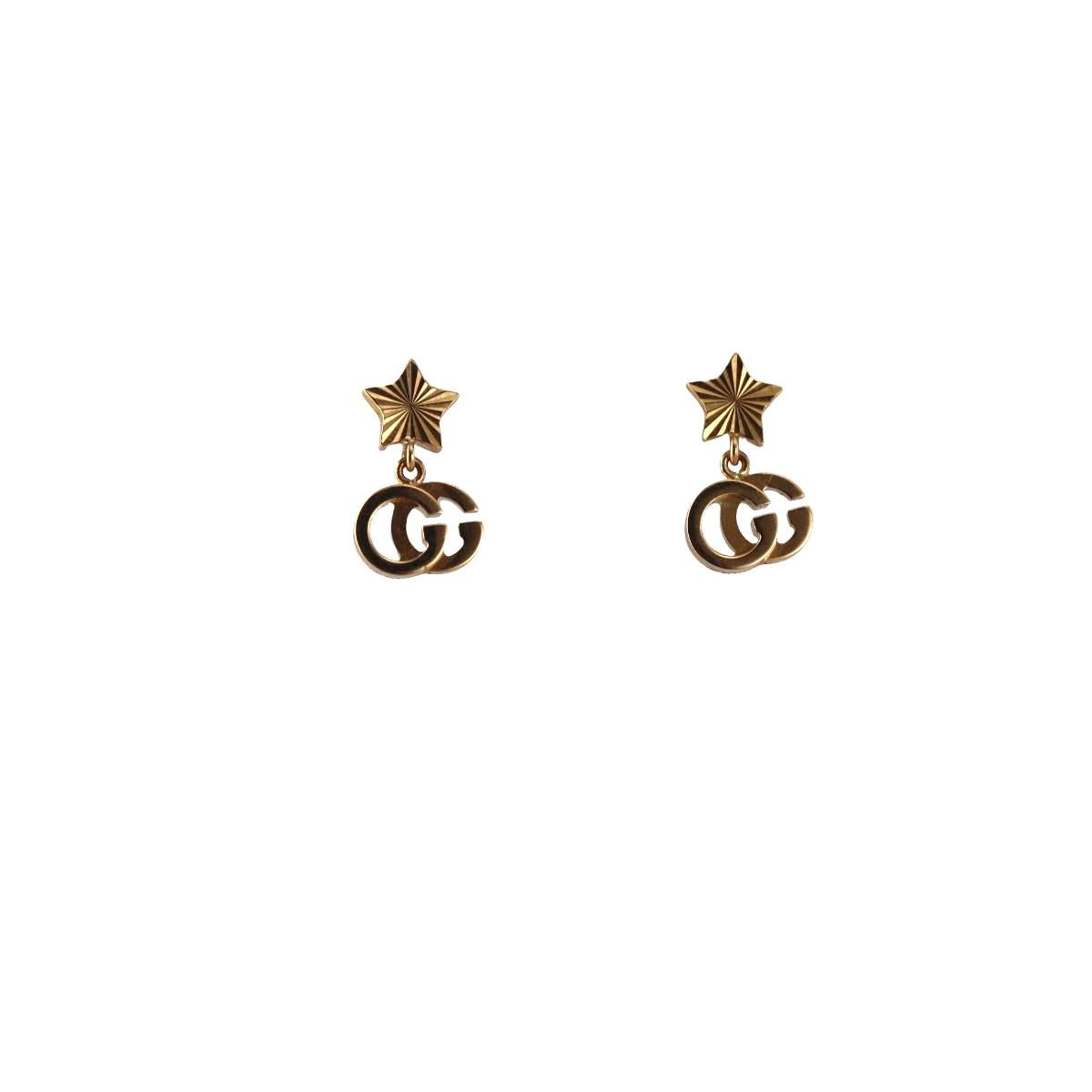 Gucci Running G 18K Gold Star Drop Earrings