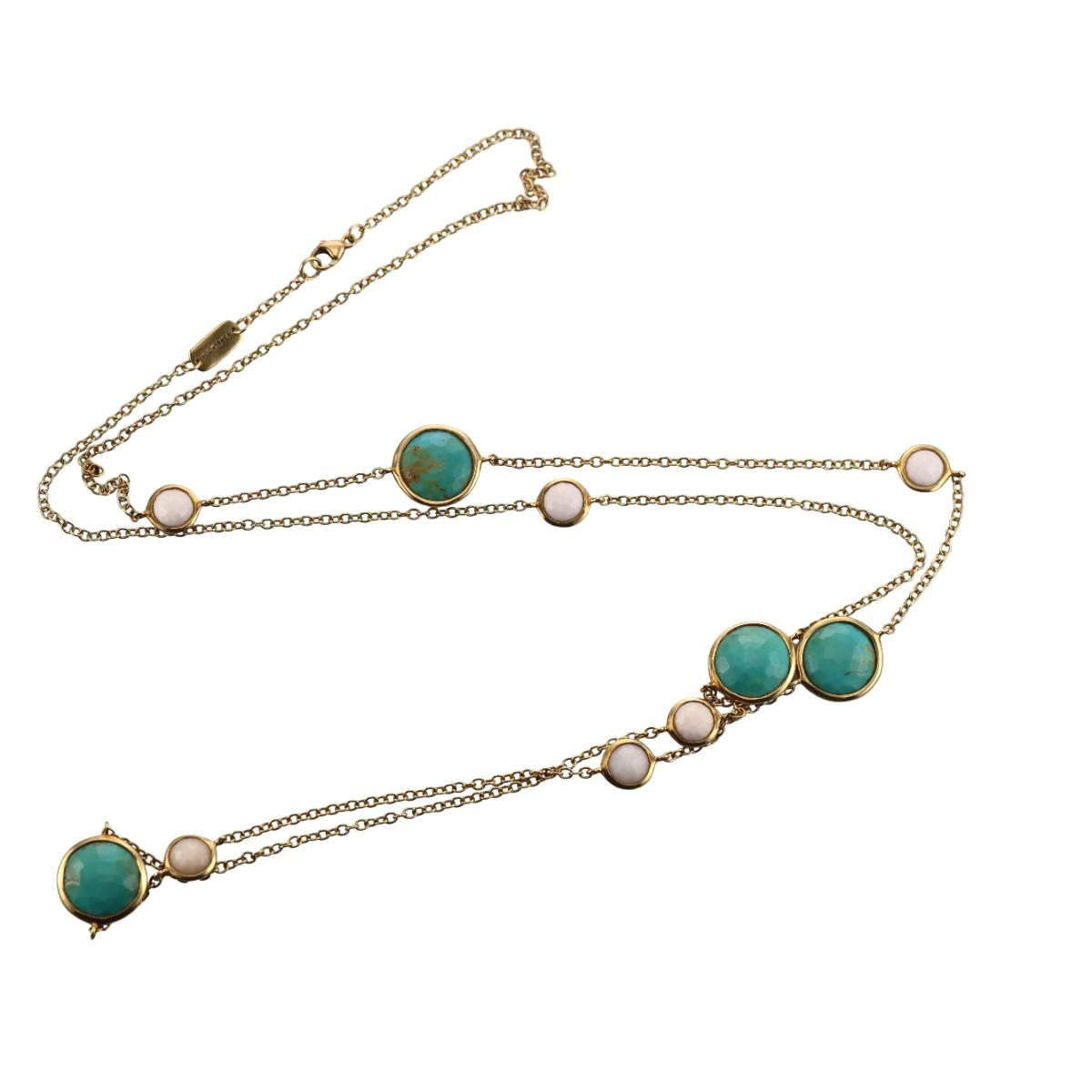 Ippolita Wonderland 18k Gold Station Turquoise Necklace