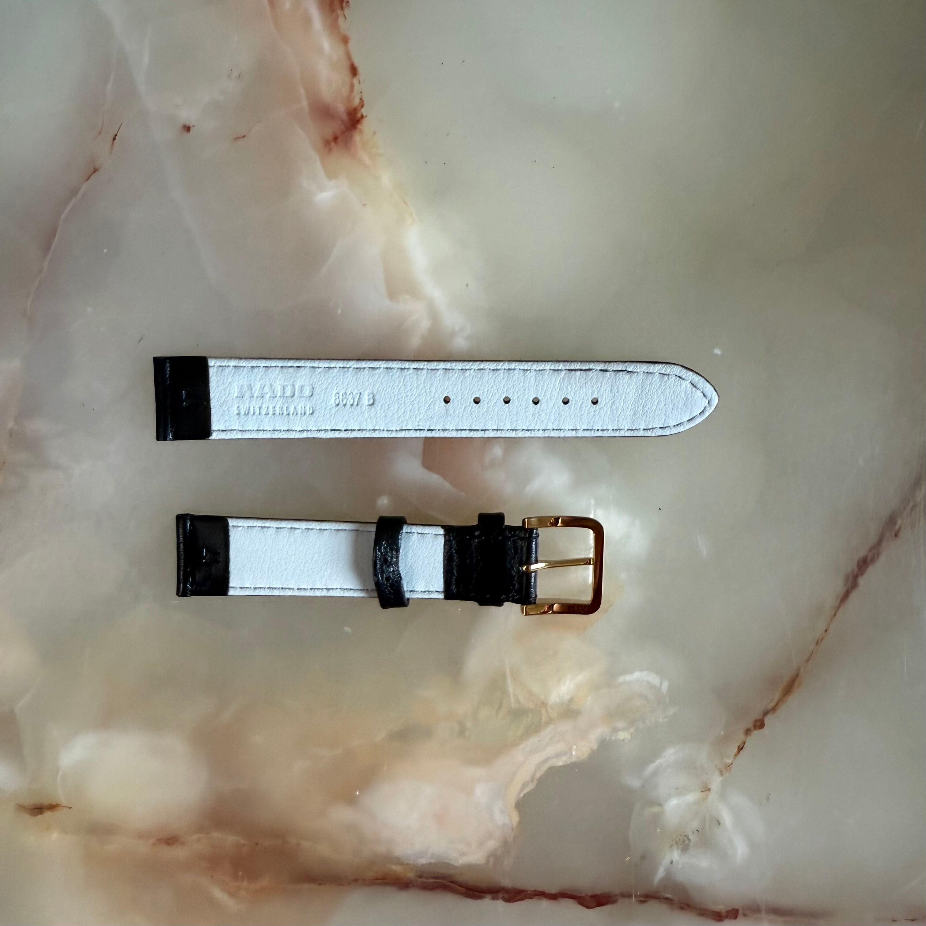 Authentic RADO Black Leather Watch Strap Band 17mm with Buckle 6637-B
